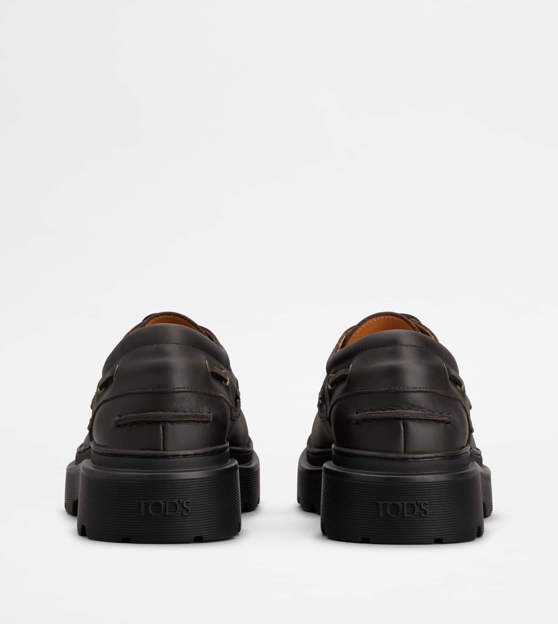 BOAT SHOES IN LEATHER - BROWN - 3
