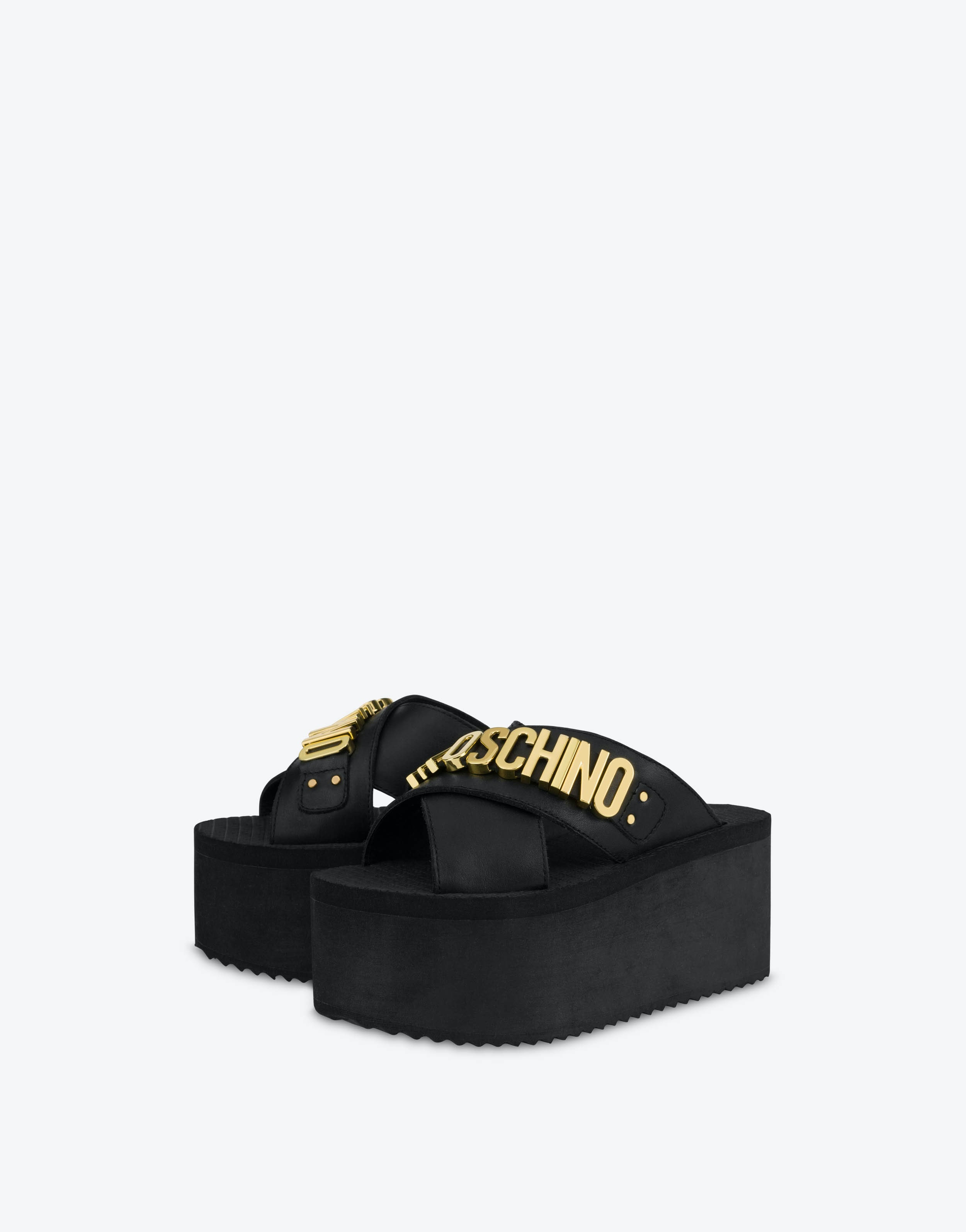 LOGO LETTERING WEDGE SANDALS - 1
