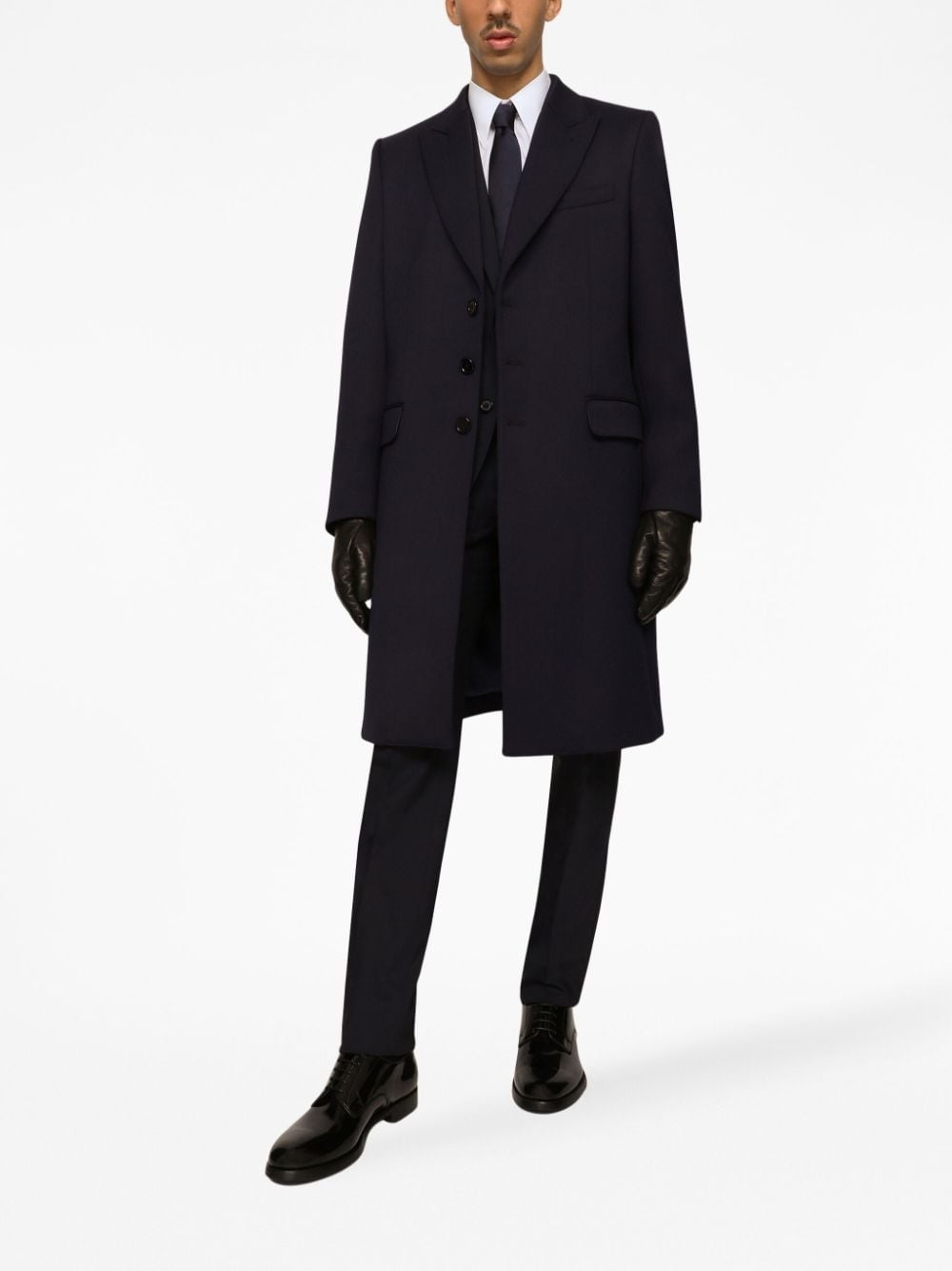peak-lapels single-breasted coat - 2