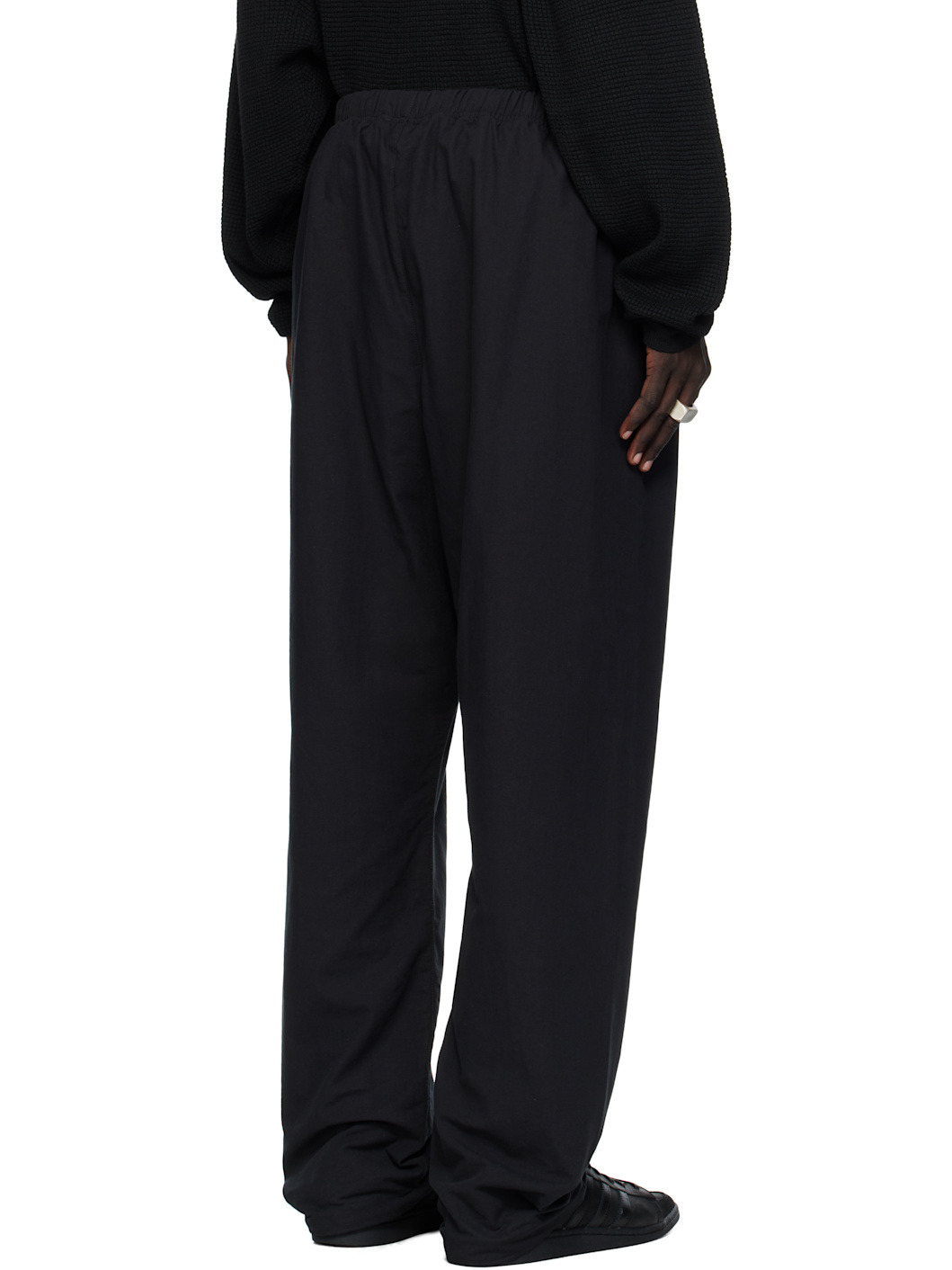 Black Oxford Relaxed Sweatpants - 3