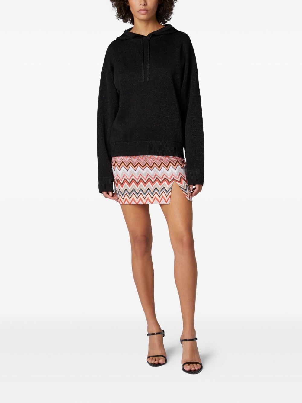 metallic-threading hoodie - 2