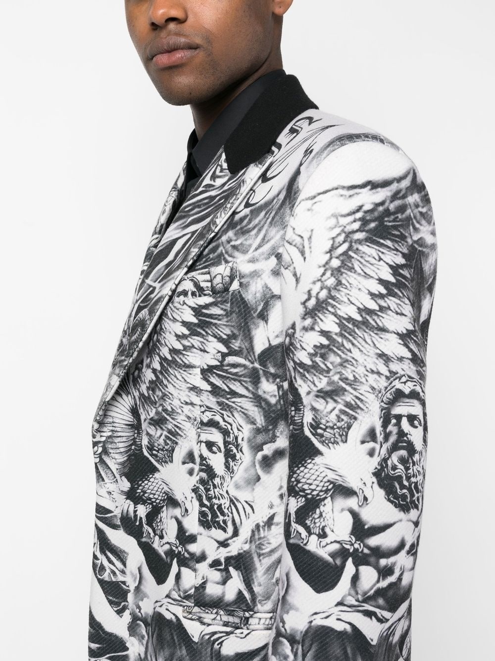 tattoo-print wool coat - 5