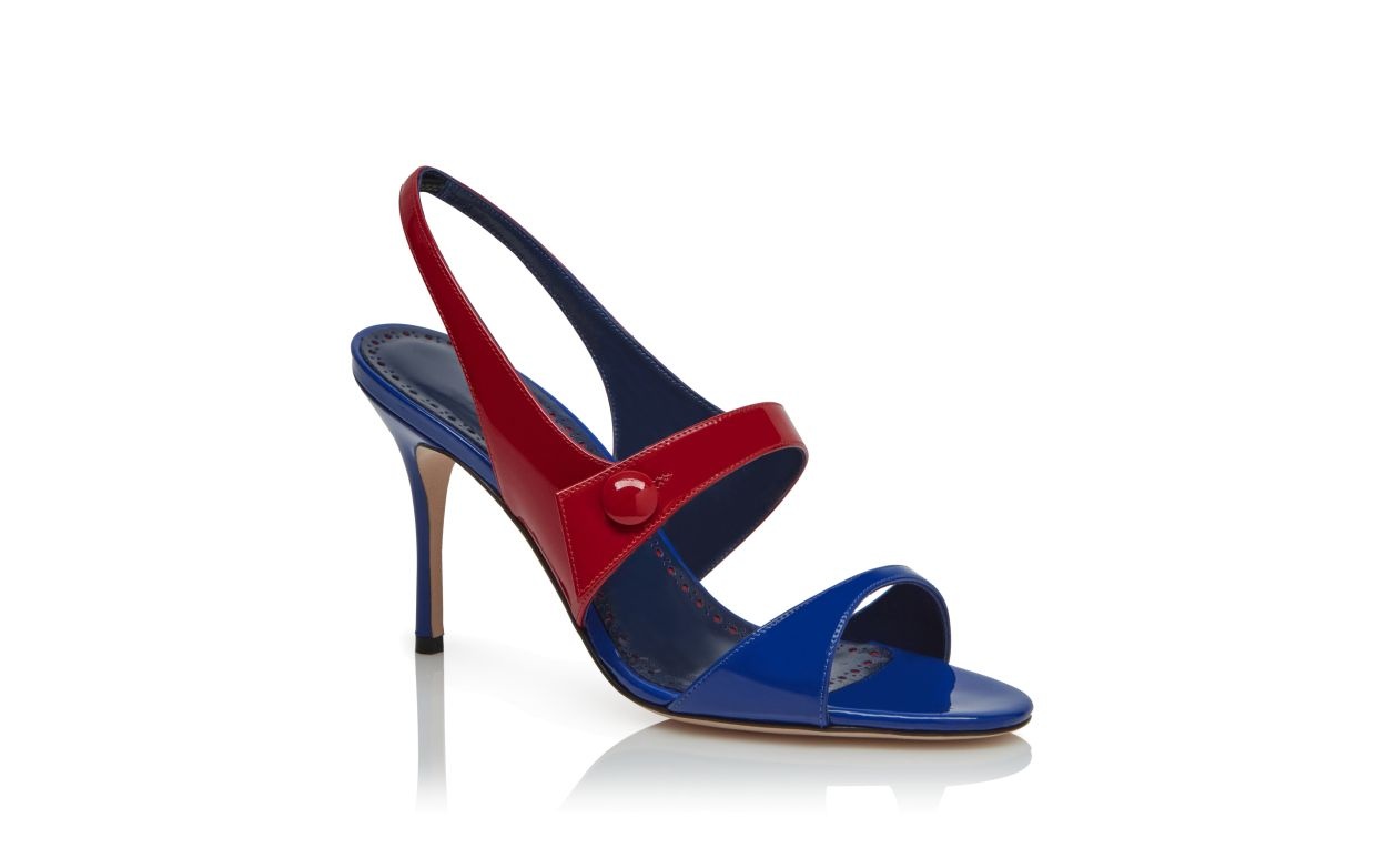 Blue Patent Leather Slingback Sandals - 3