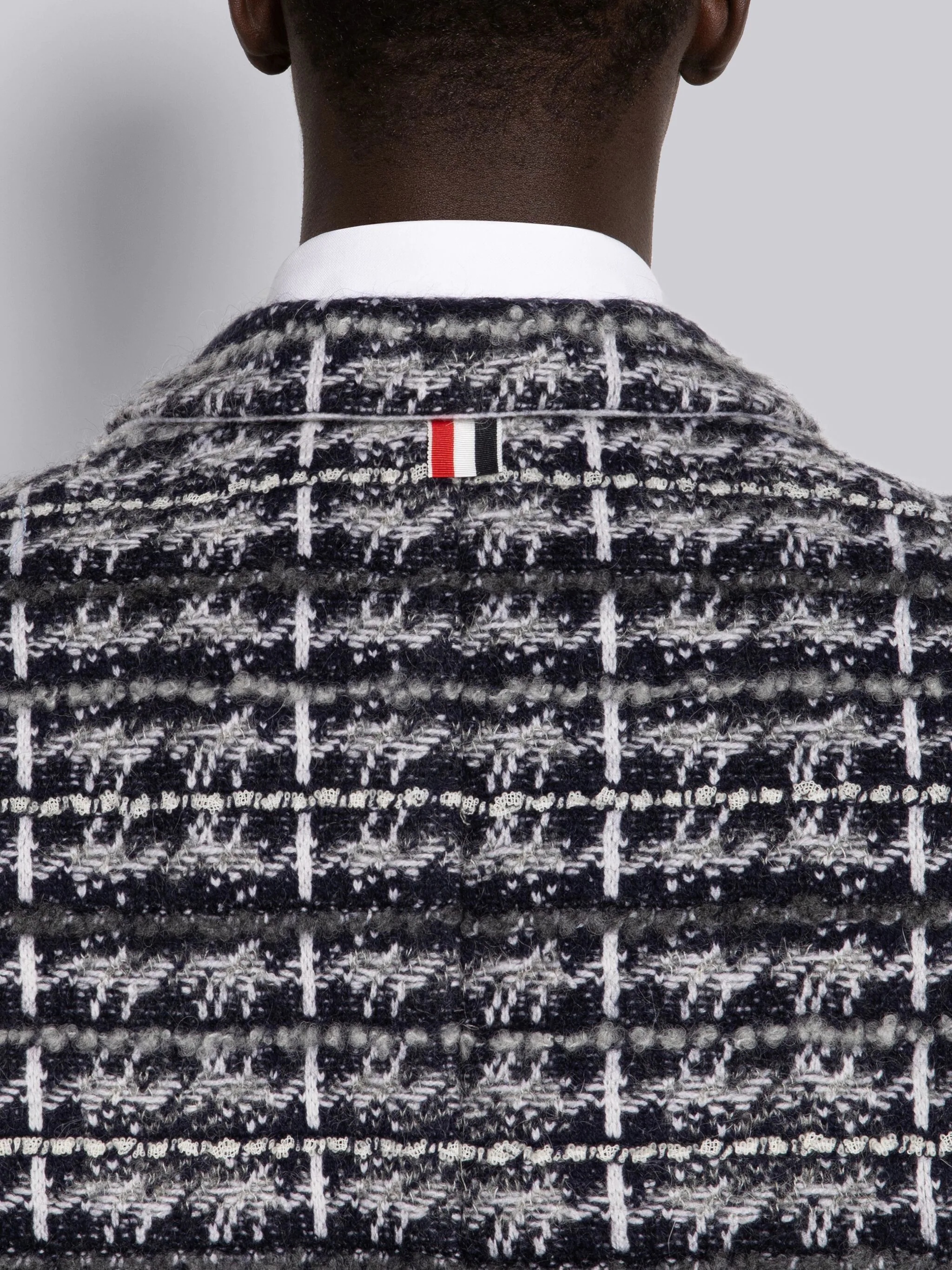 Tartan Merino Jacquard 4-Bar Knit Sack Jacket - 5