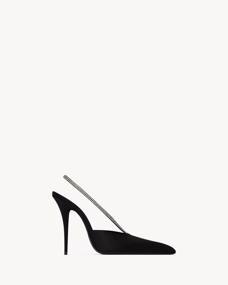 AMANDA SLINGBACK PUMPS IN SATIN CREPE AND RHINESTONES - 1