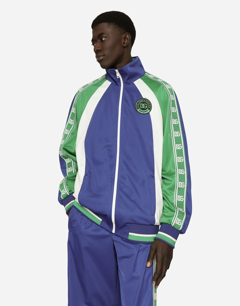 Zip-up sweatshirt with side bands and patch embellishment 1