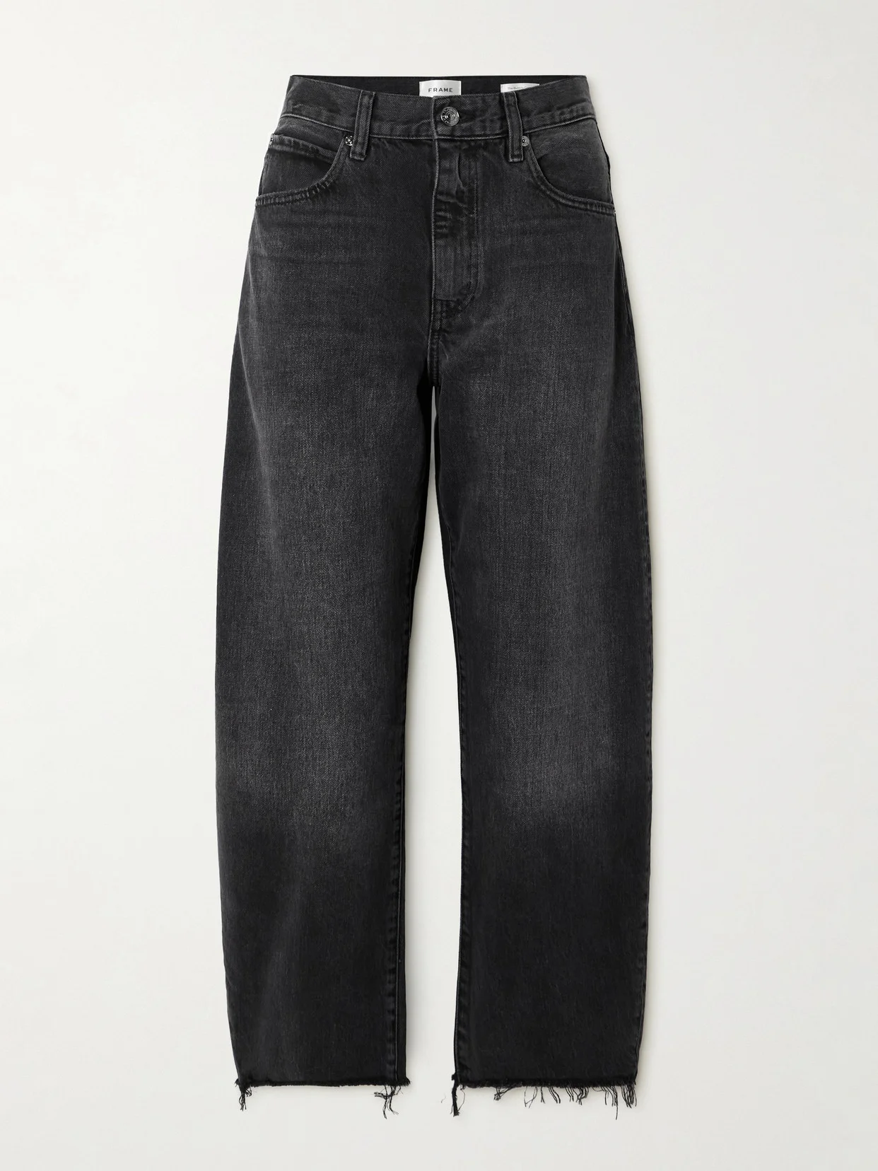 The Bubble Cropped Frayed High-rise Barrel-leg Jeans - 1