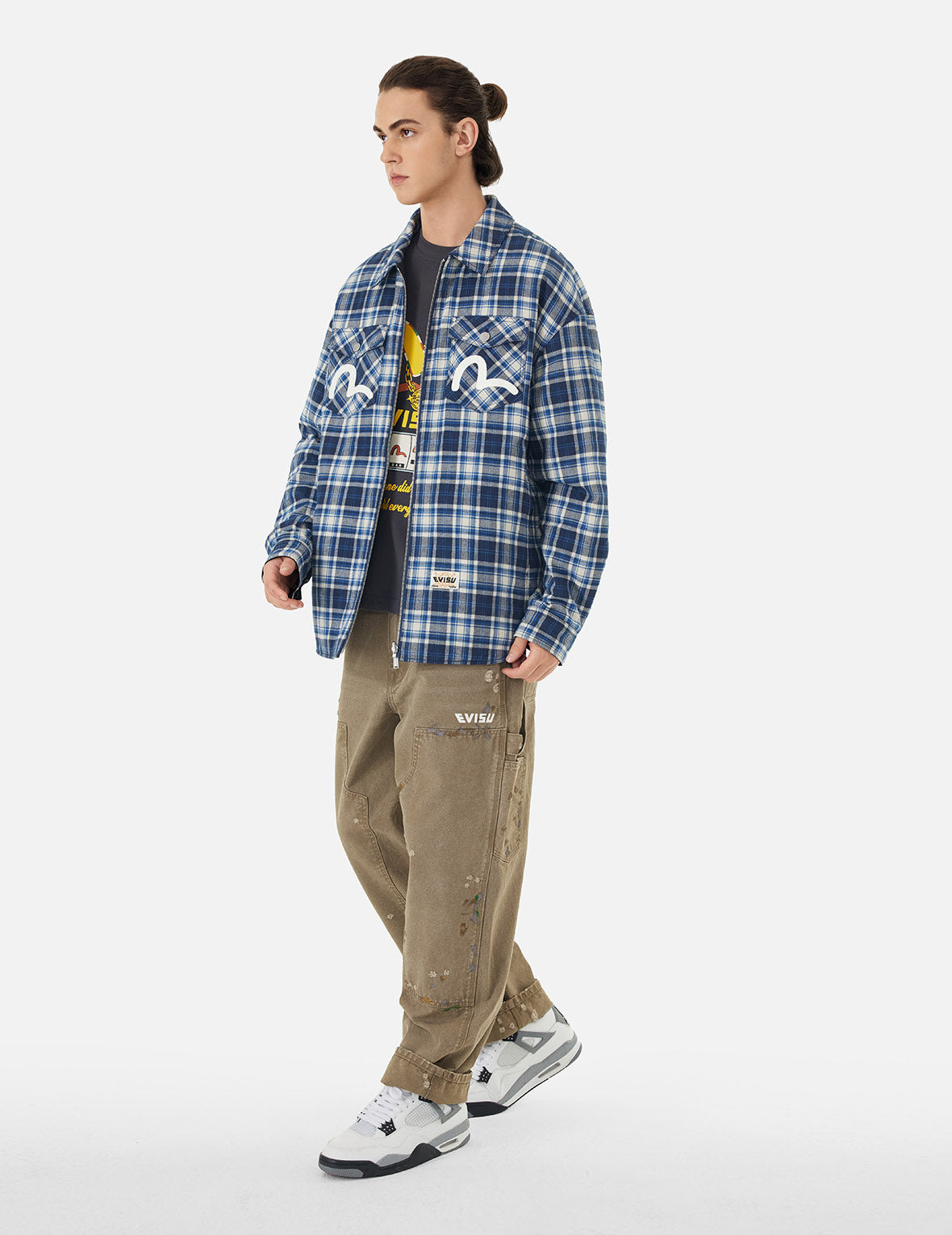 SEAGULL EMBROIDERY AND LOGO PRINT RELAX FIT WASHED PANTS - 4