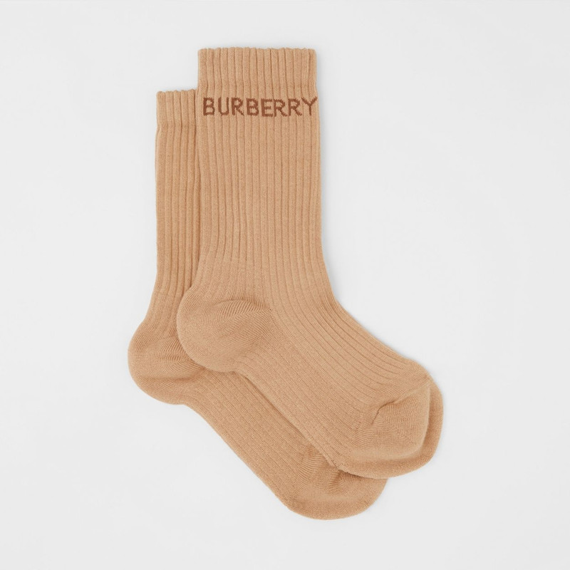Logo Intarsia Technical Stretch Cotton Socks 4