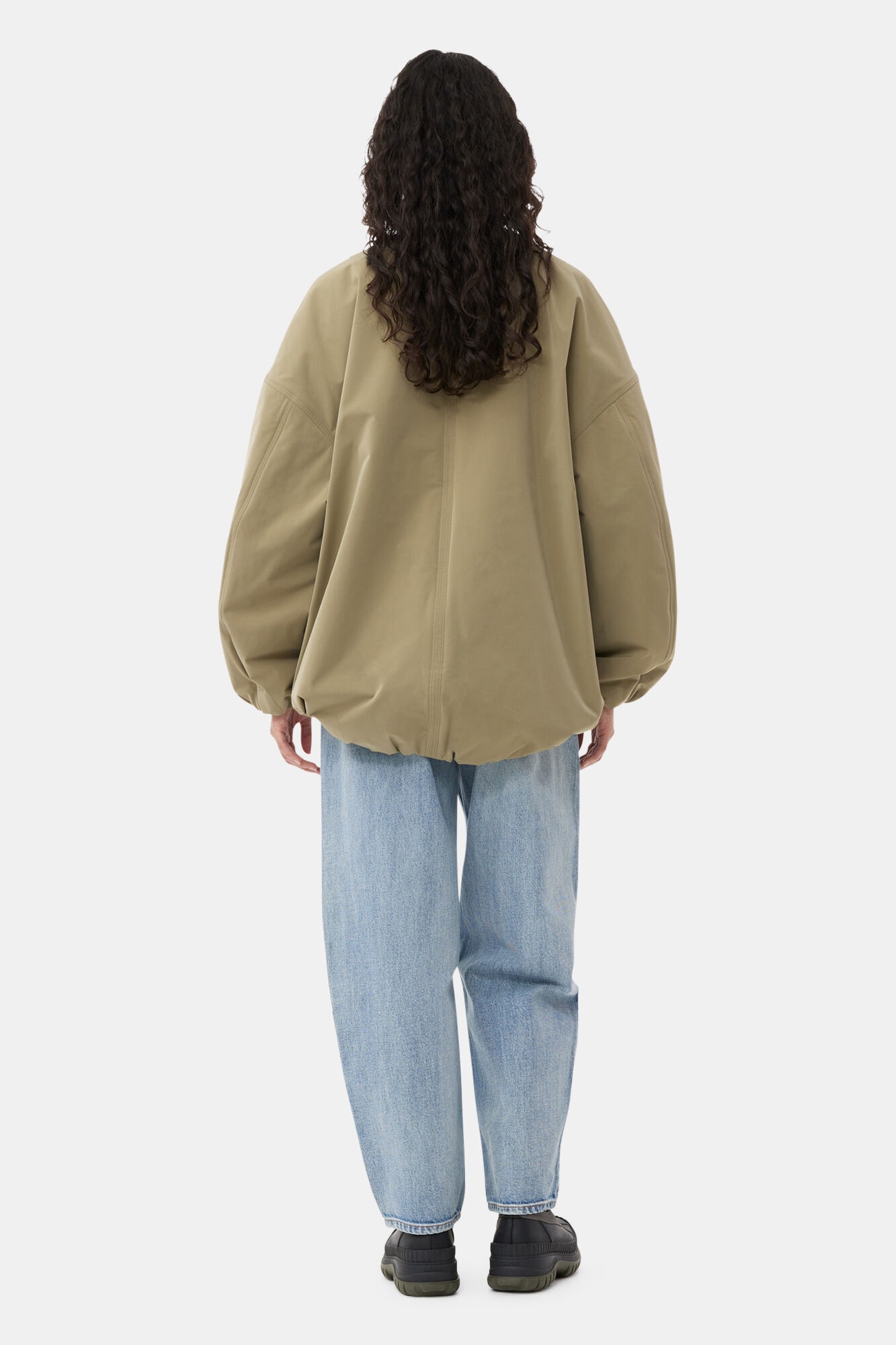 GREEN LIGHT TWILL OVERSIZED BOMBER JACKET - 4