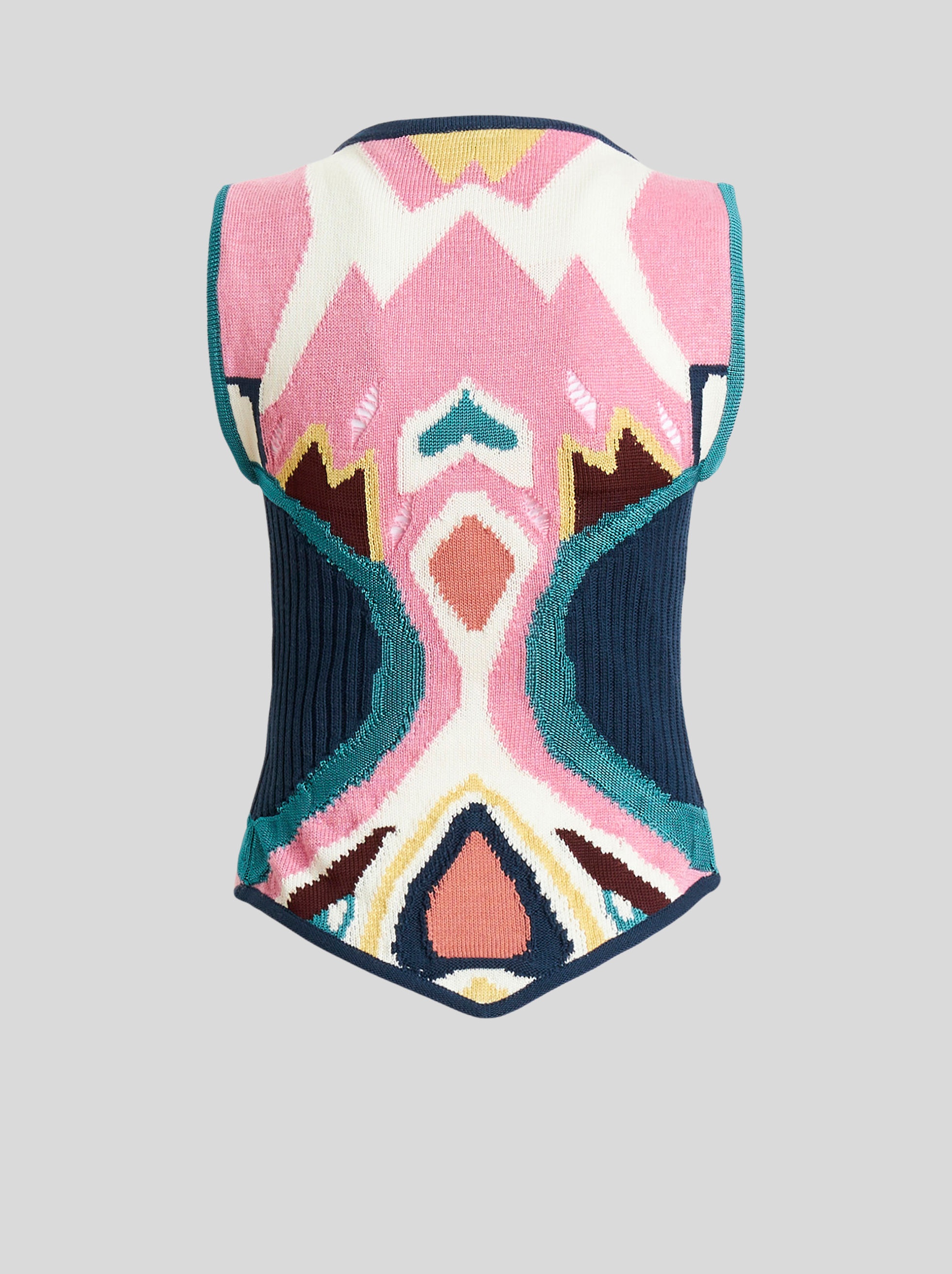 JACQUARD PATTERN KNIT WAISTCOAT - 2