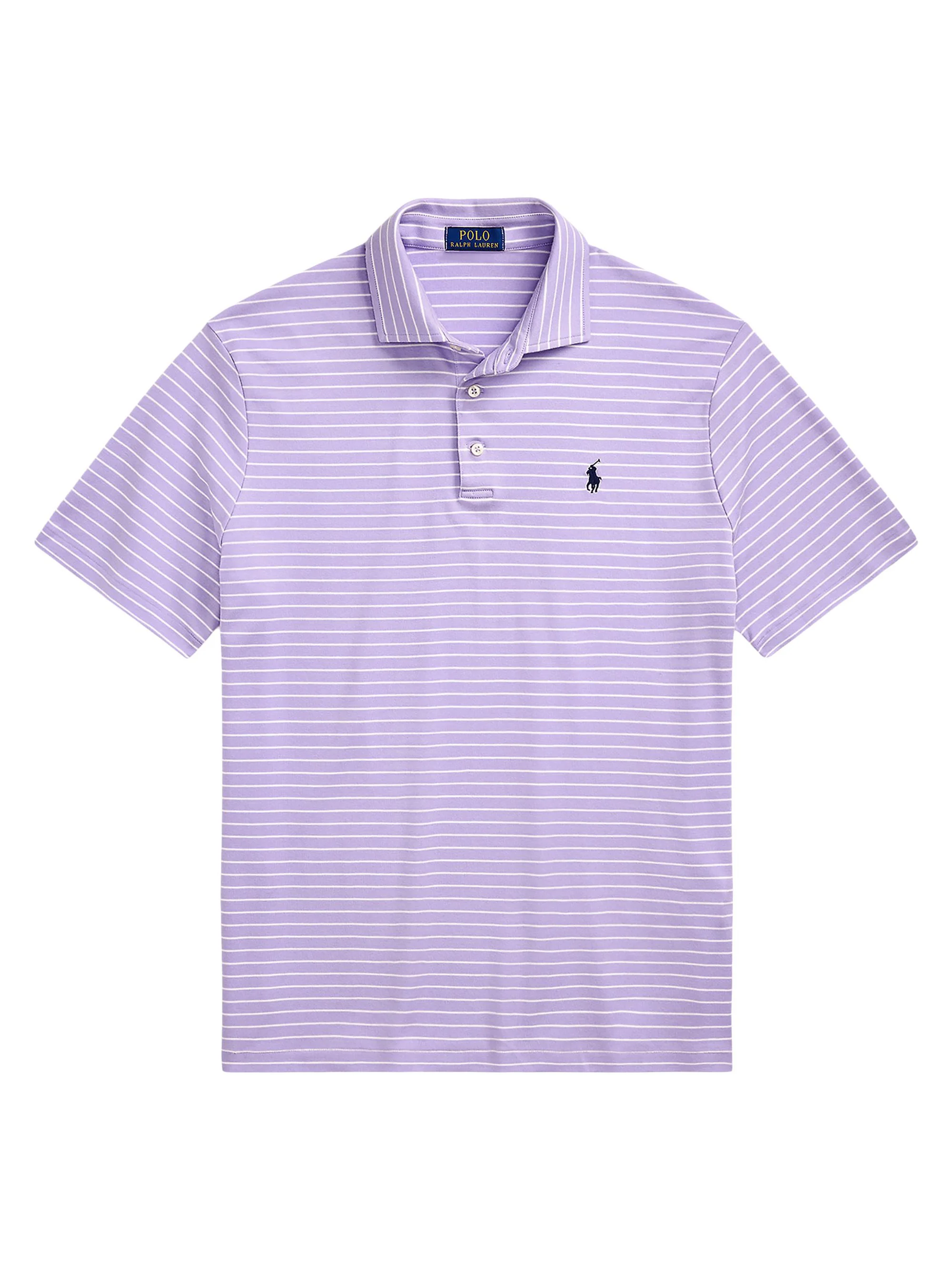 Men's Classic-Fit Soft Cotton Polo Shirt - Powder Purple White - 1