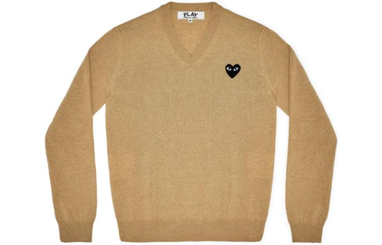 COMME des GARCONS PLAY V-Neck L/S T-shirt Black Emblem 'Beige' AZ-N018-051-3 - 2