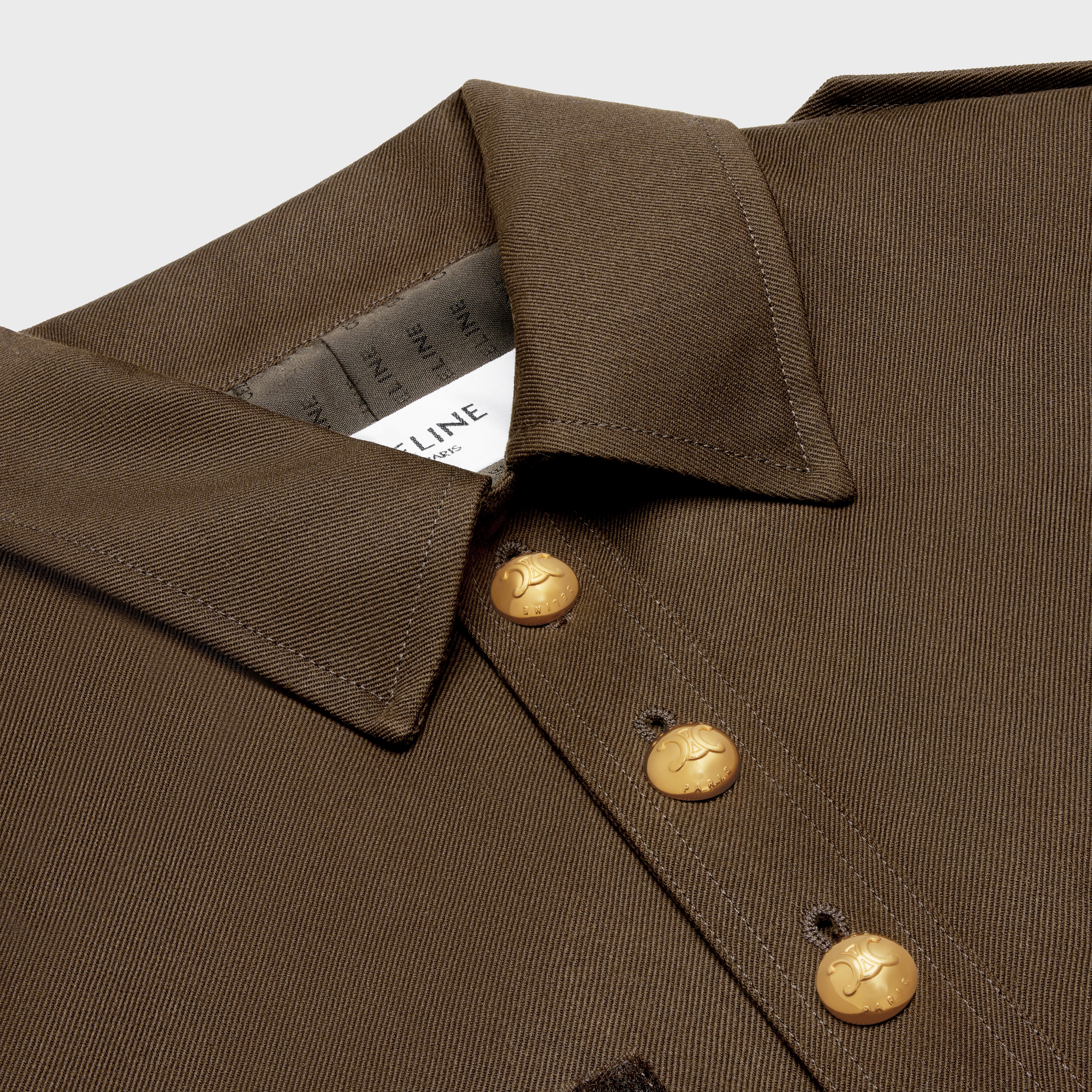 ムートン・ファーコート CELINE | SAHARIENNE JACKET IN DIAGONAL WOOL 2W891092D.18MB CROPPED SAHARIENNE JACKET IN DIAGONAL WOOL - NAVY | CELINE