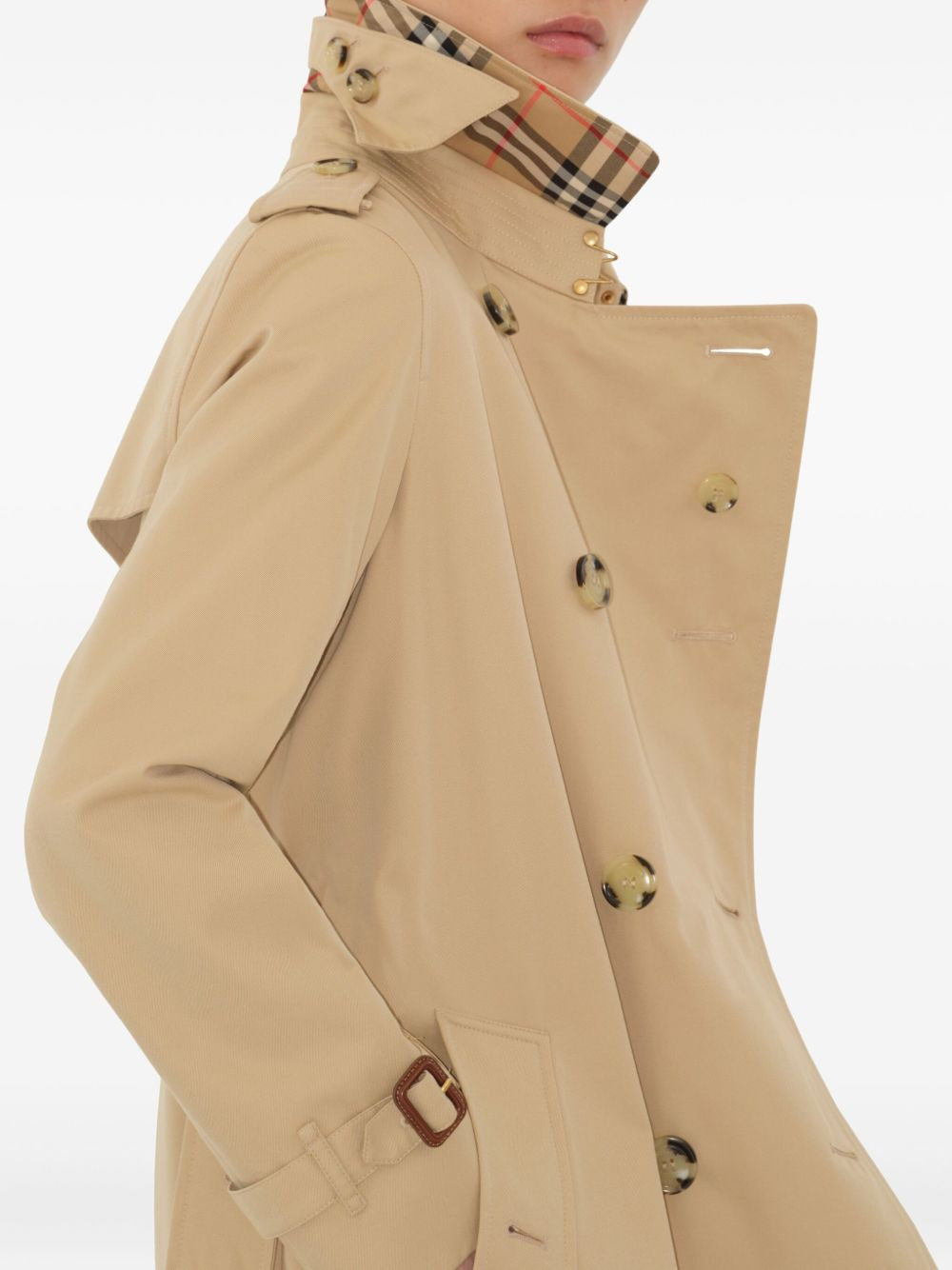 double-breasted belted trench coat - 5