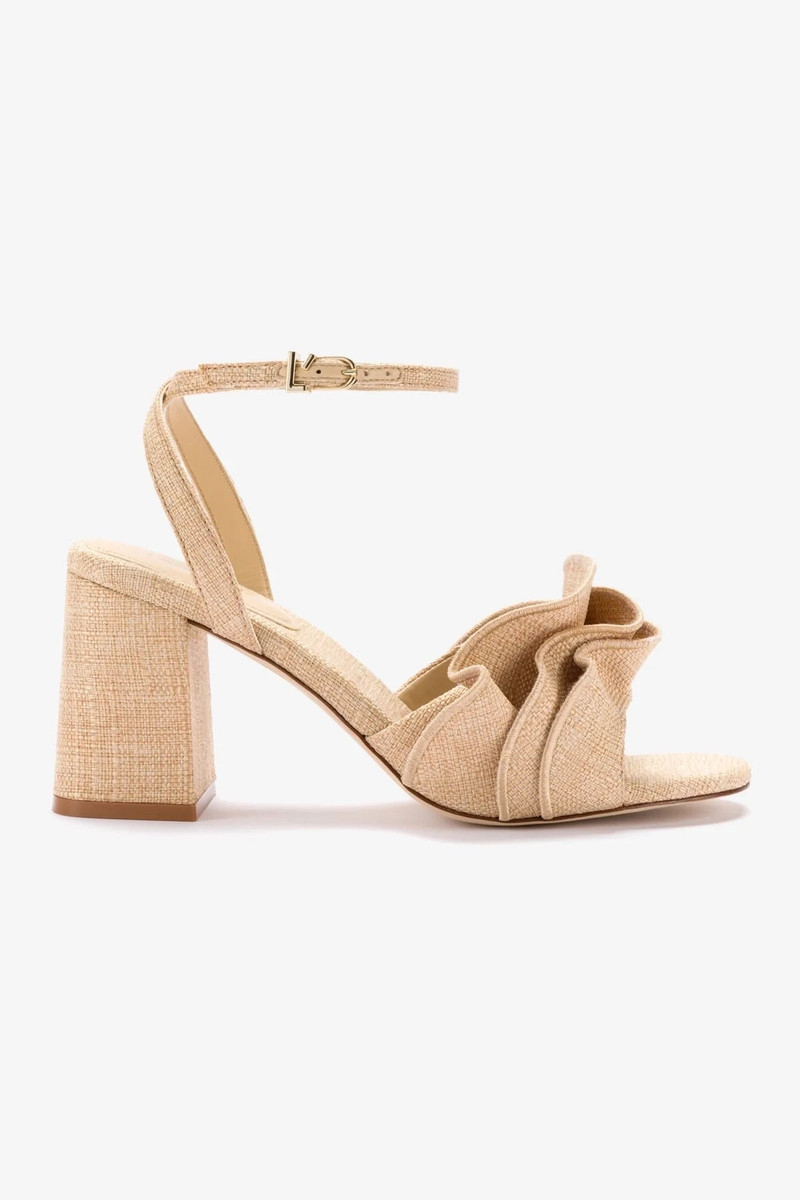 Selena Ruffle Sandal In Beige Raffia 1