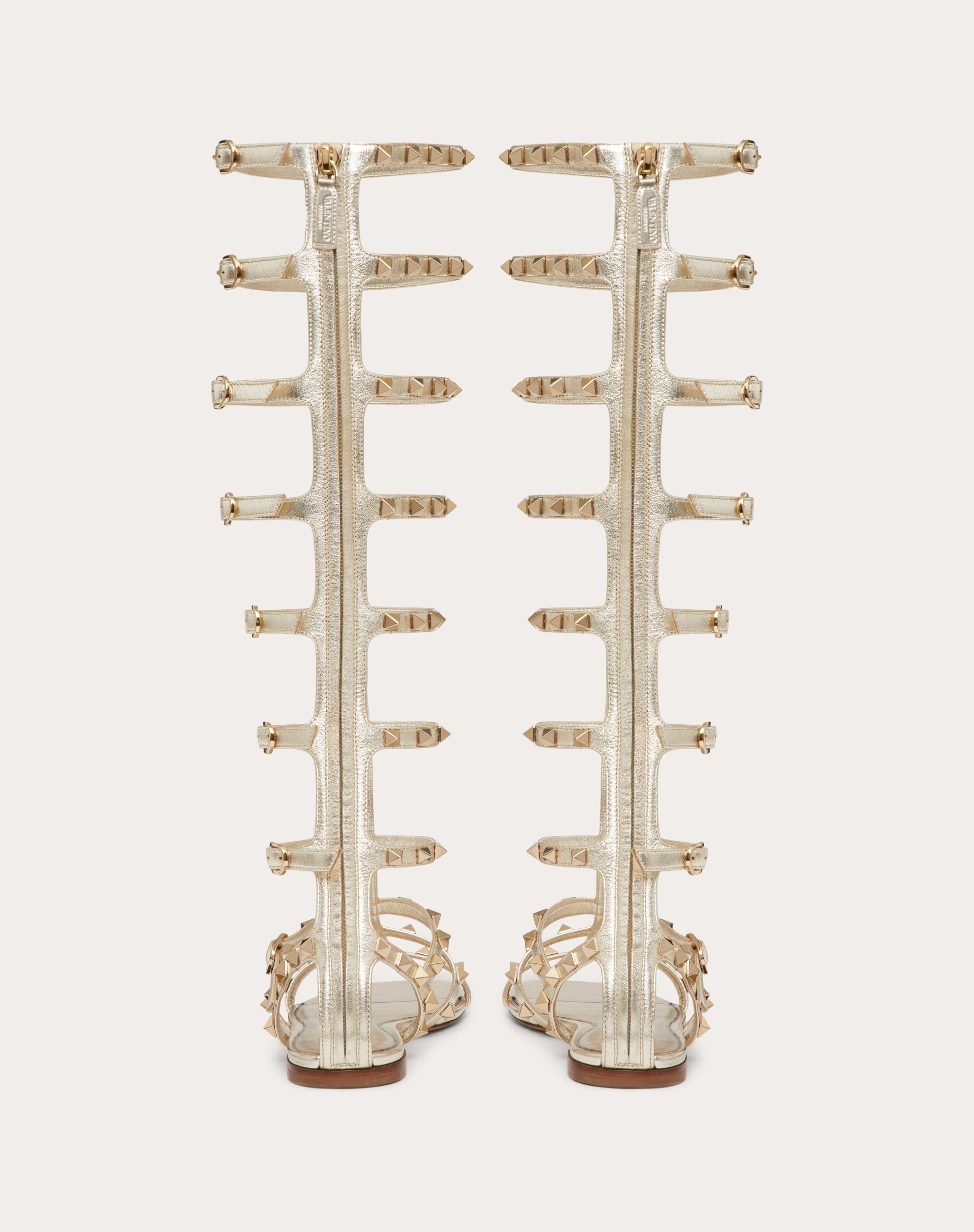 ROCKSTUD FLAT METALLIC NAPPA SANDAL - 3