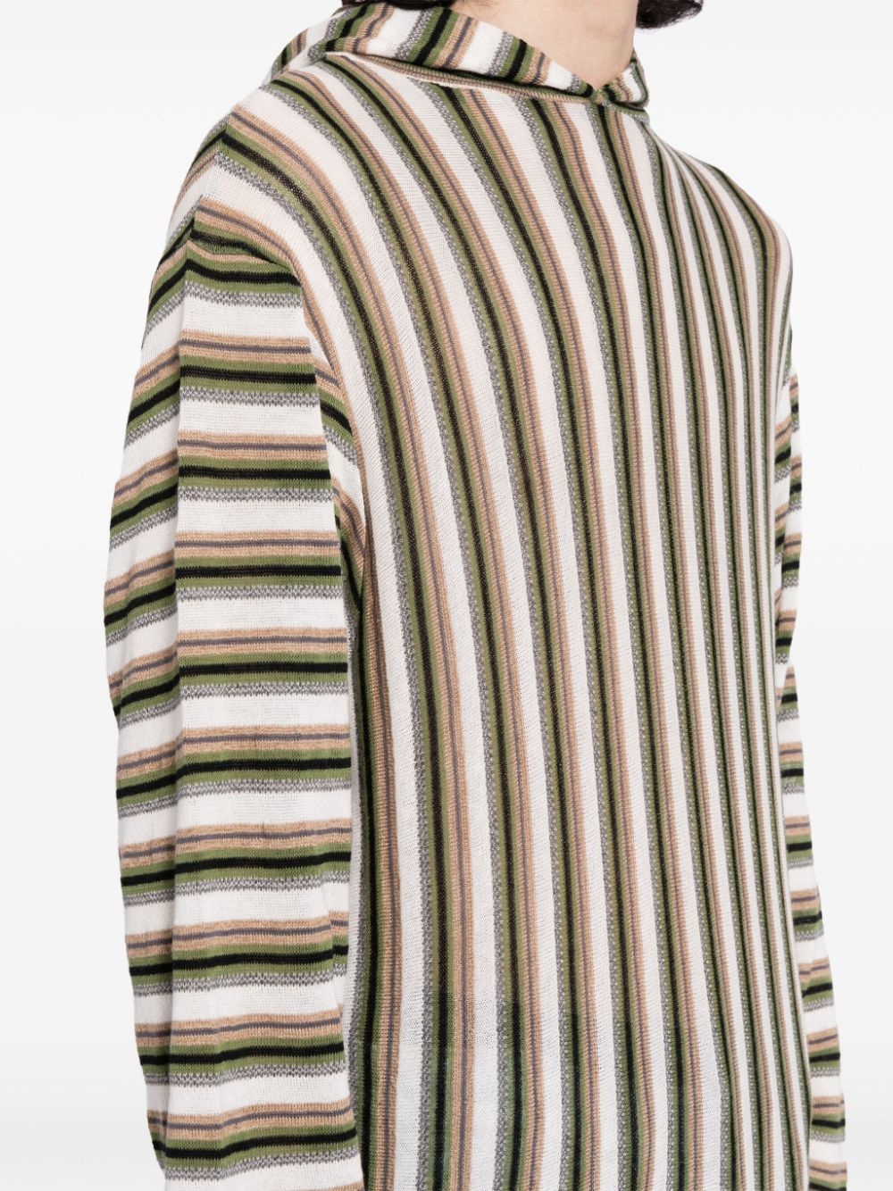 striped linen-blend hoodie - 6