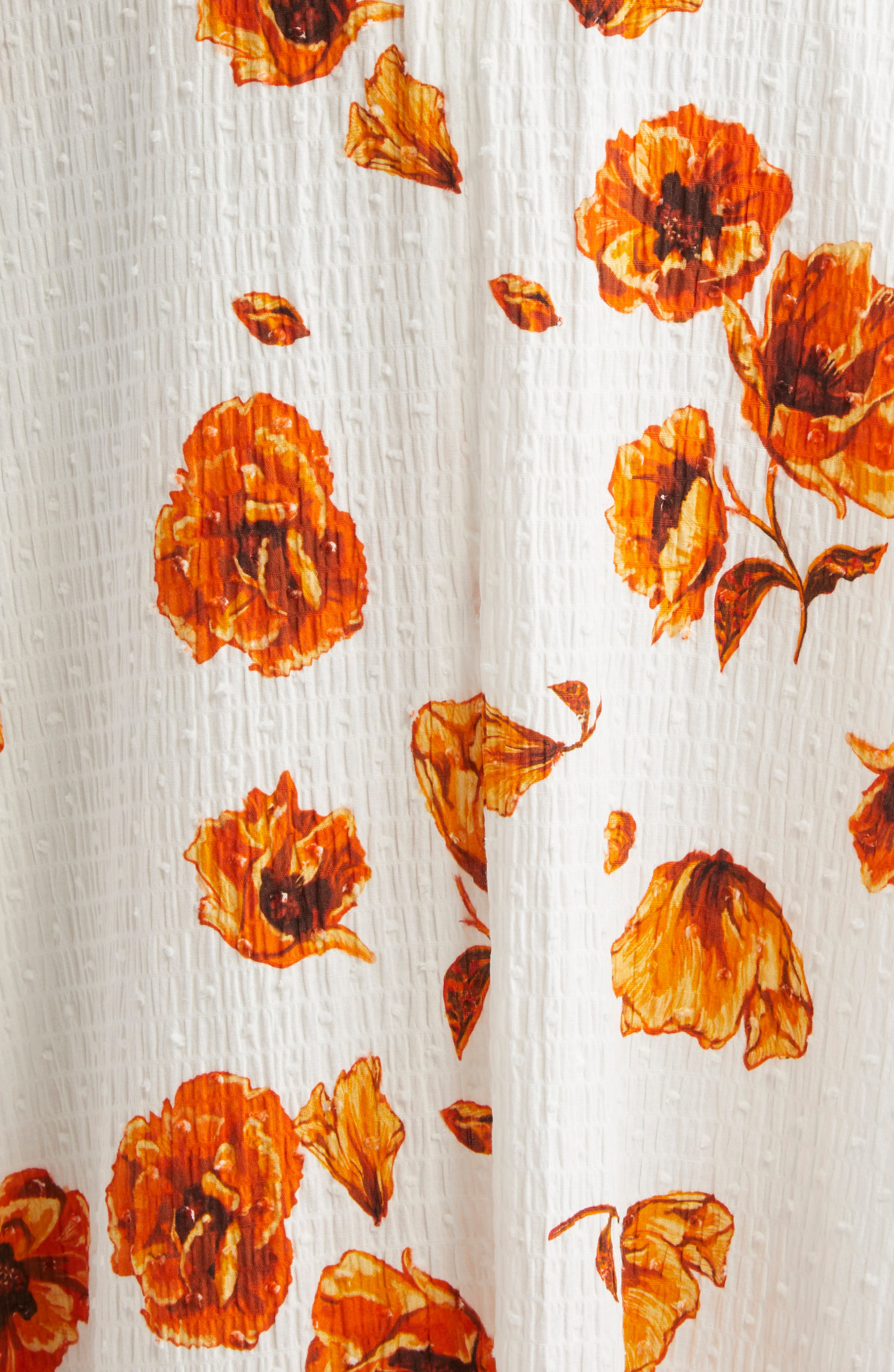 Emilia Wickstead Verena Poppies Print Clip Dot Seersucker Midi Dress in Orange Poppies at Nordstrom - 6
