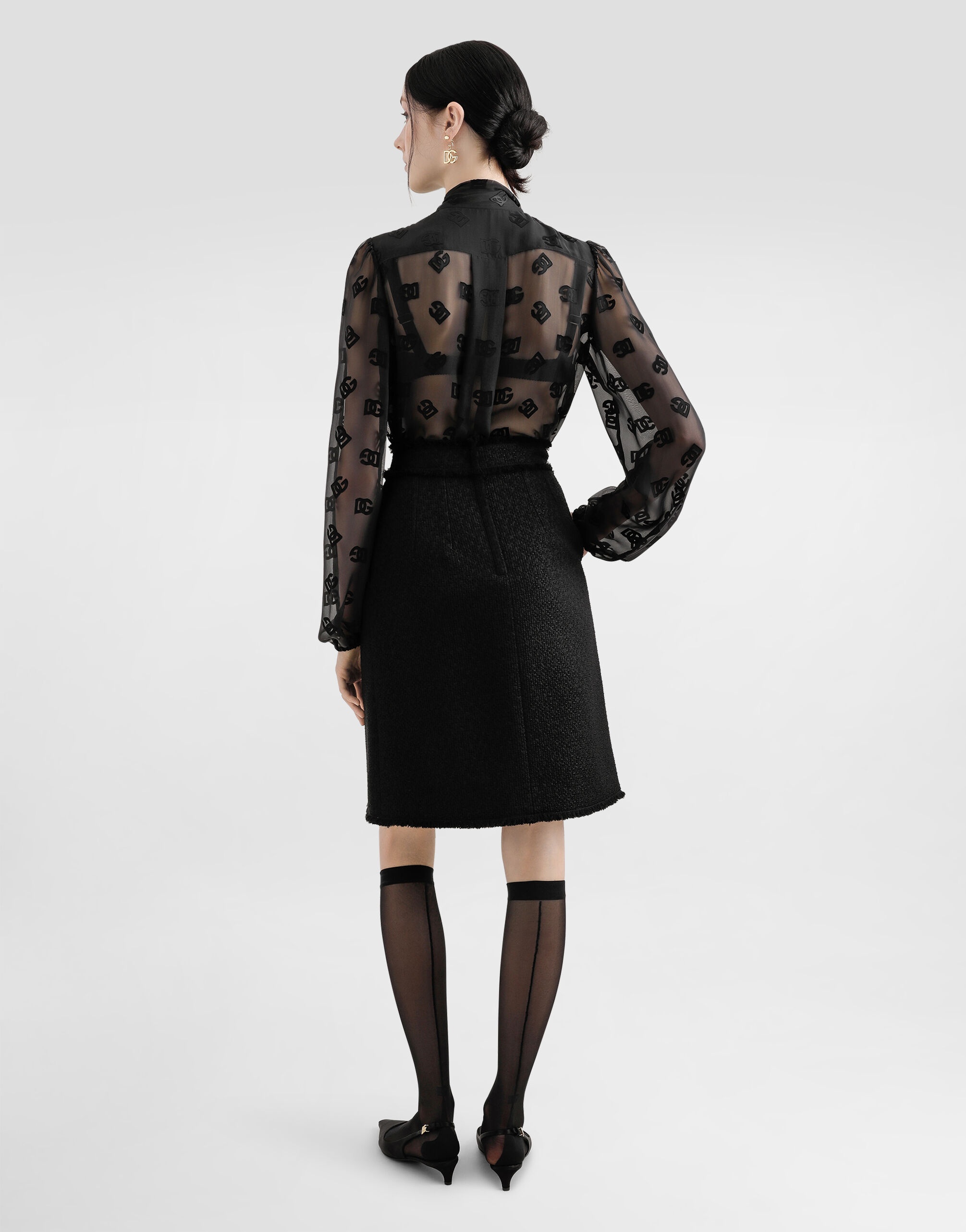 Silk shirt with dévoré DG logo - 3