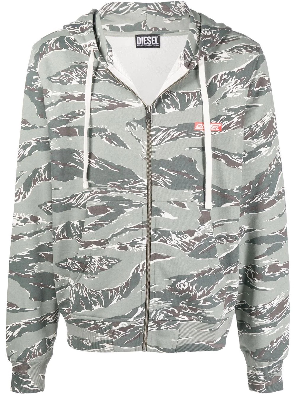 camouflage-print zip-through hooded sweatshirt - 1