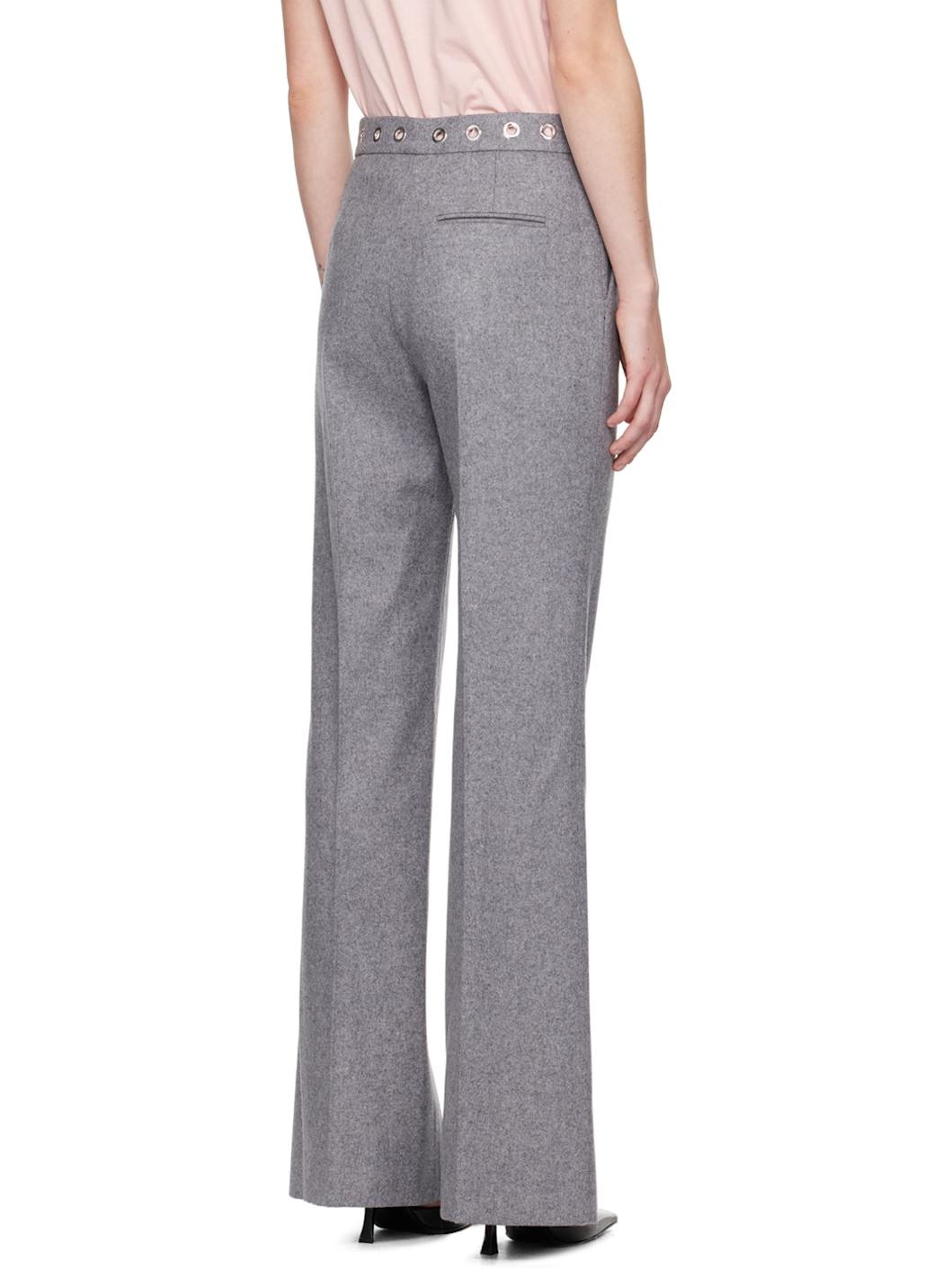 Gray Eyelet Trousers - 3