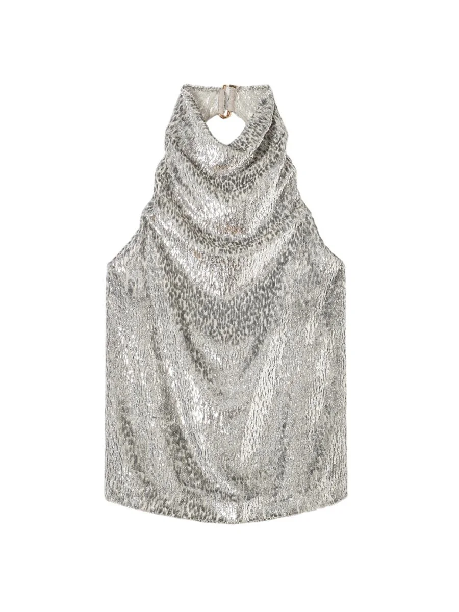 Stella McCartney Metallic Velvet Halterneck Top - 1