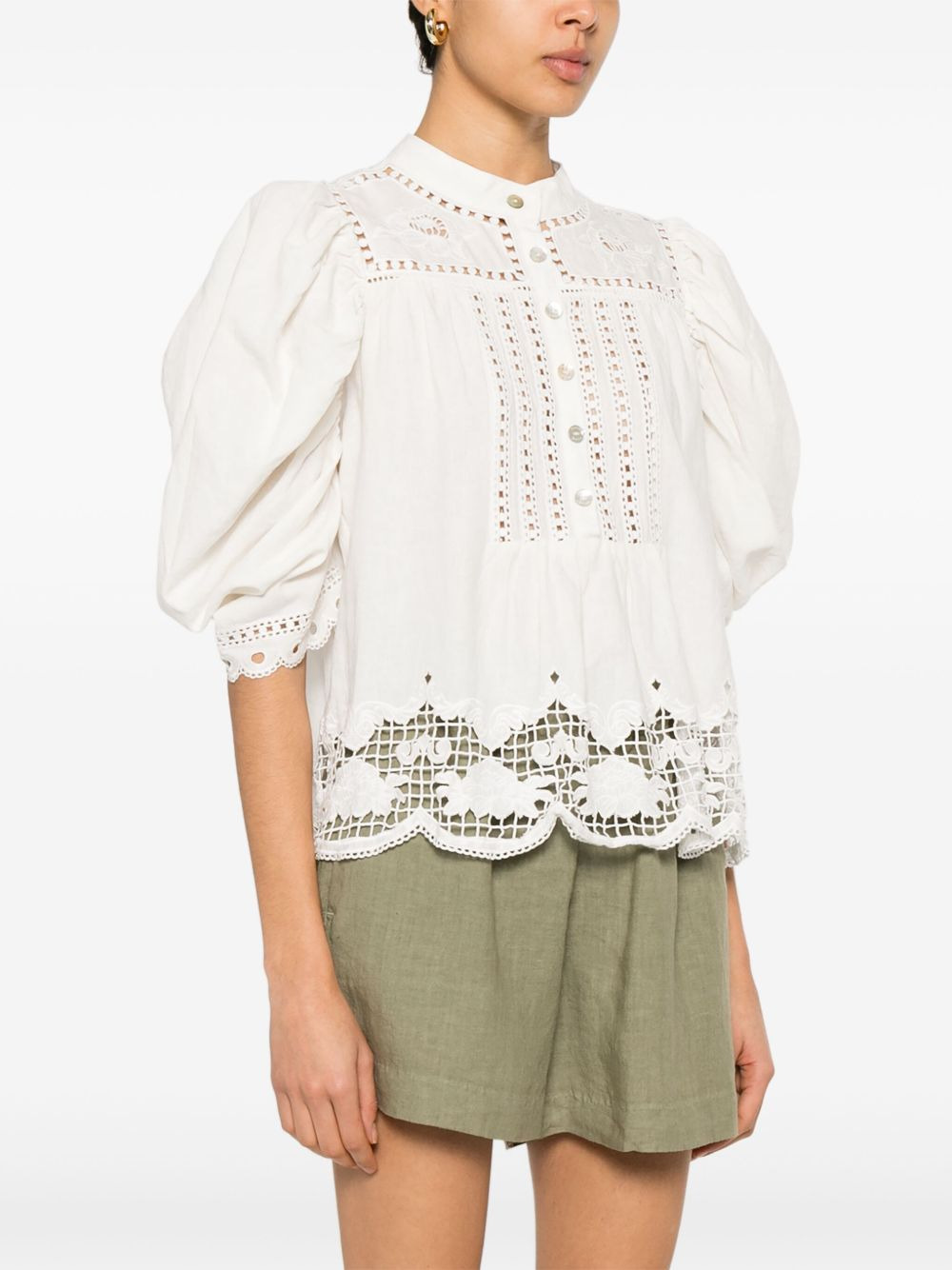 floral-embroidered blouse - 3