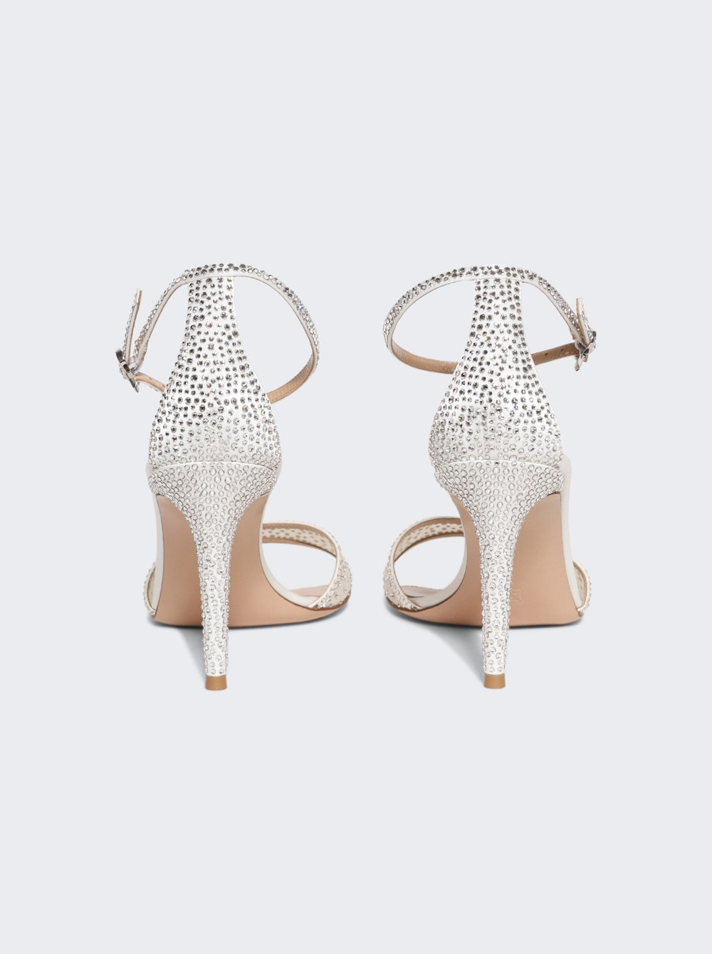 Crystal Organza Ankle-strap Sandals Off White - 4