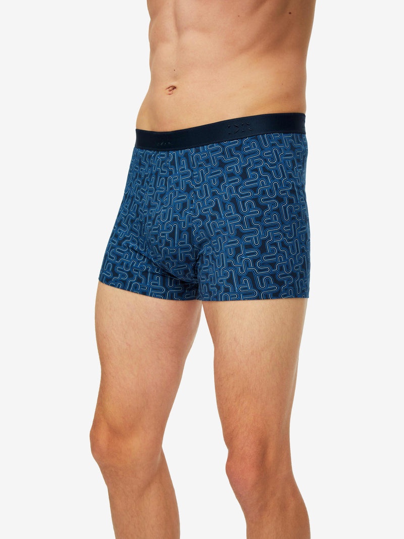 Men's Boxer Briefs Geometric Pima Cotton Stretch Navy - 5