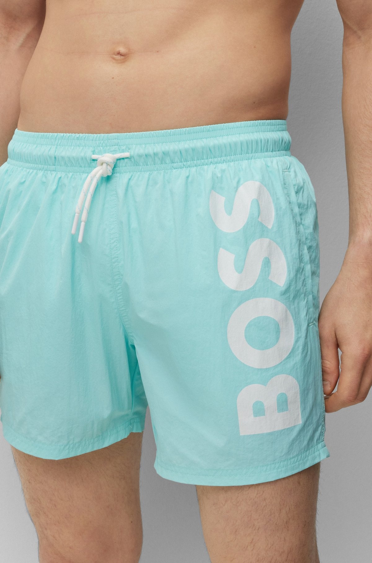 QUICK-DRY SWIM SHORTS WITH LARGE LOGO PRINT - 3