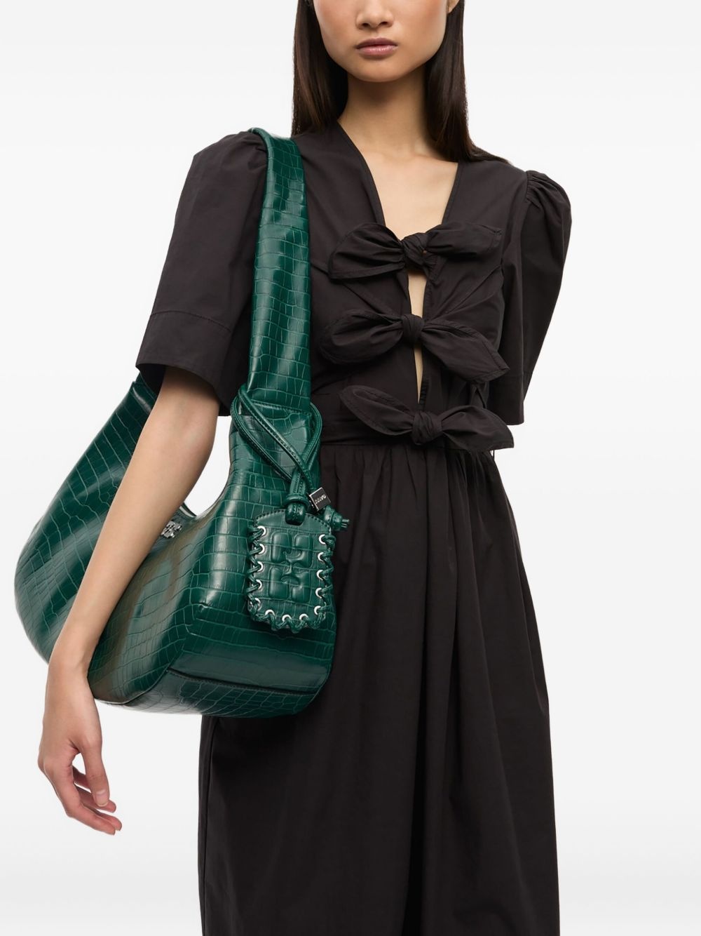 crocodile-embossed shoulder bag - 4