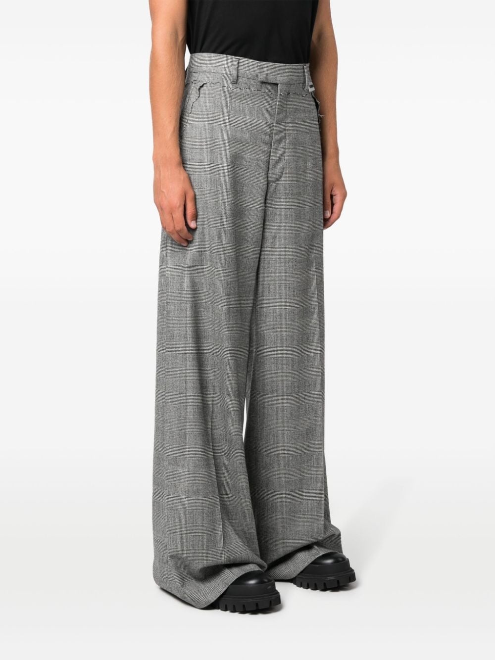checked wide-leg trousers - 4