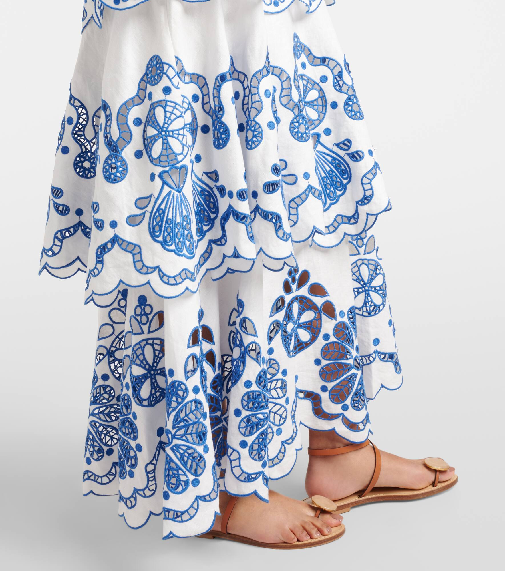 Broderie anglaise tiered cotton maxi dress - 5