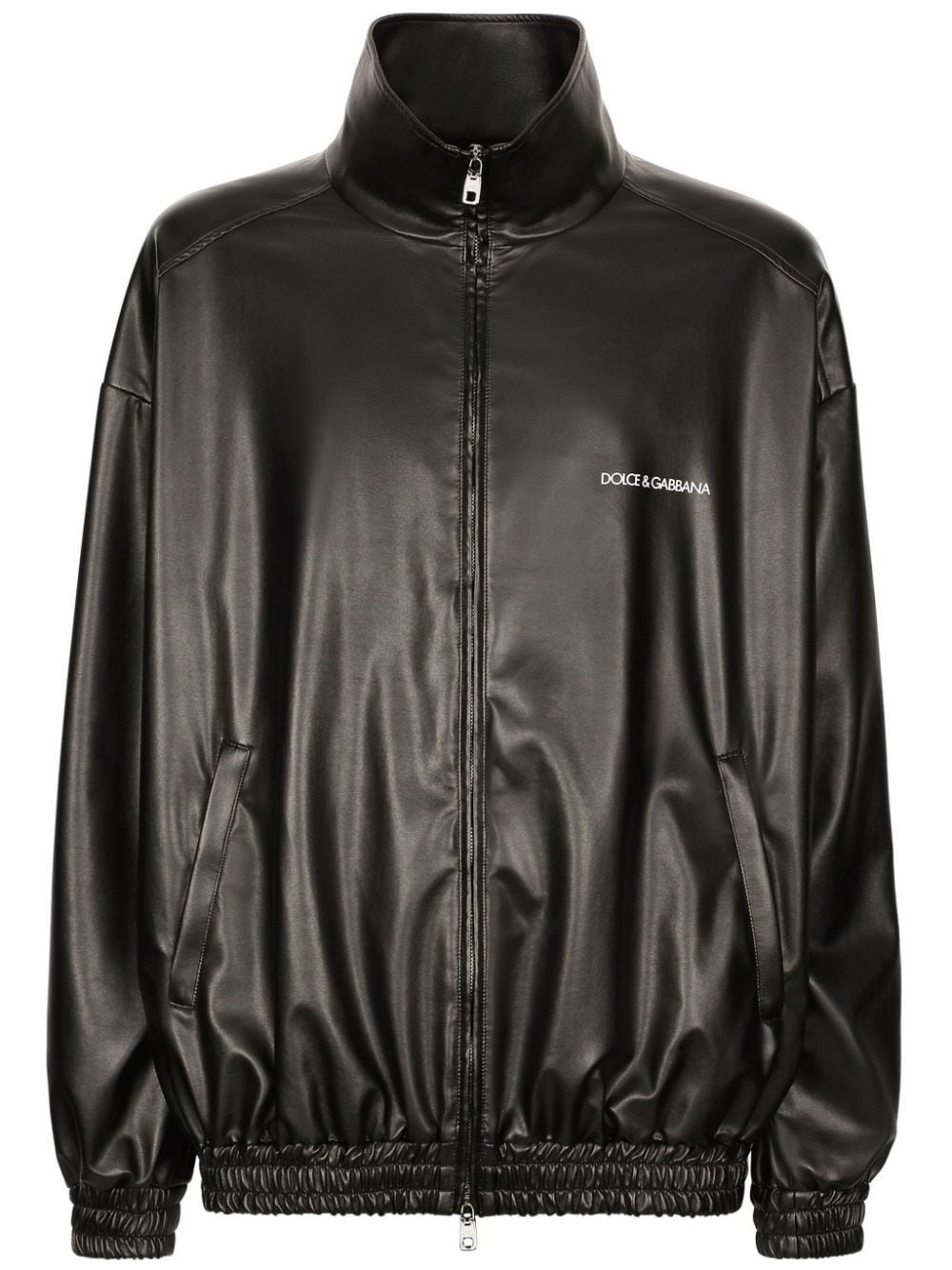 faux-leather bomber jacket - 1