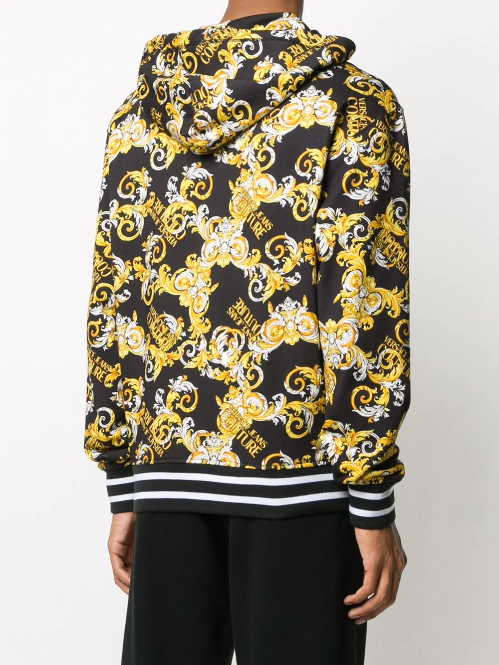 baroque-print zipped hoodie - 4