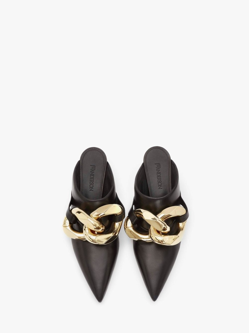 CHAIN LEATHER KITTEN MULES 4