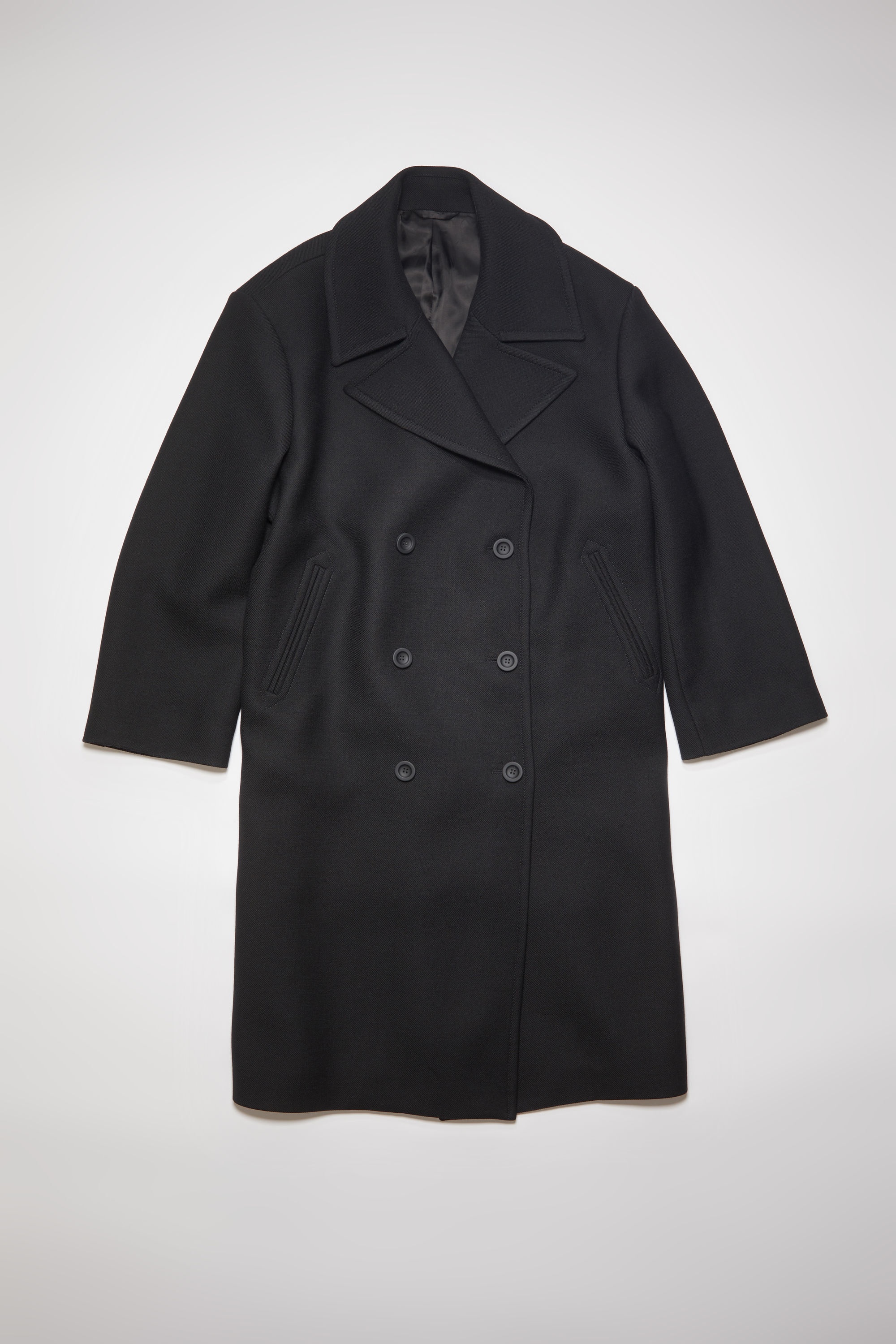 Double-breasted coat - Black - 1