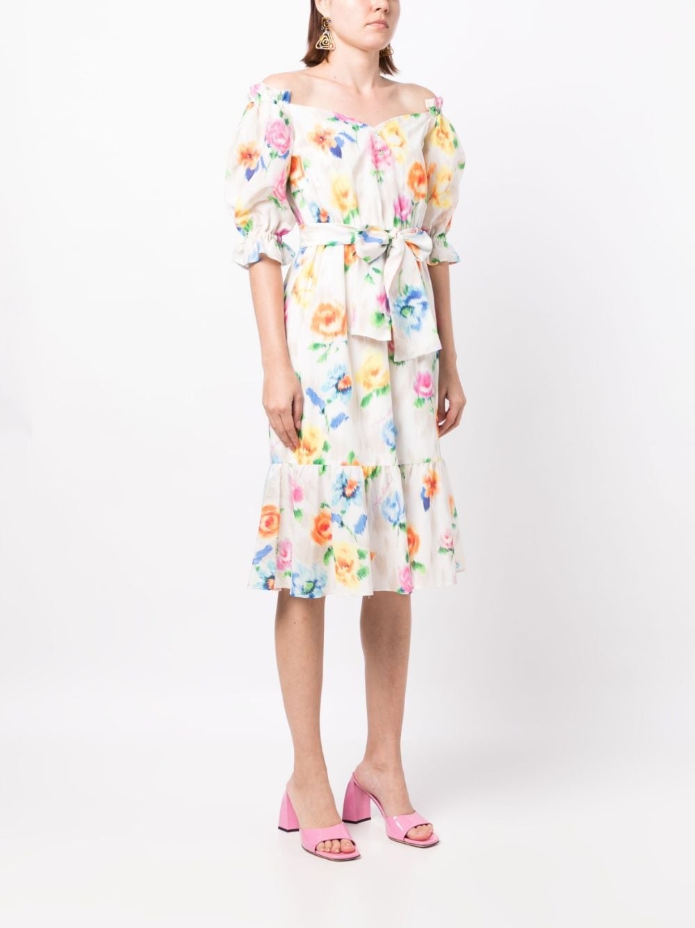 floral-print belted dress - 3
