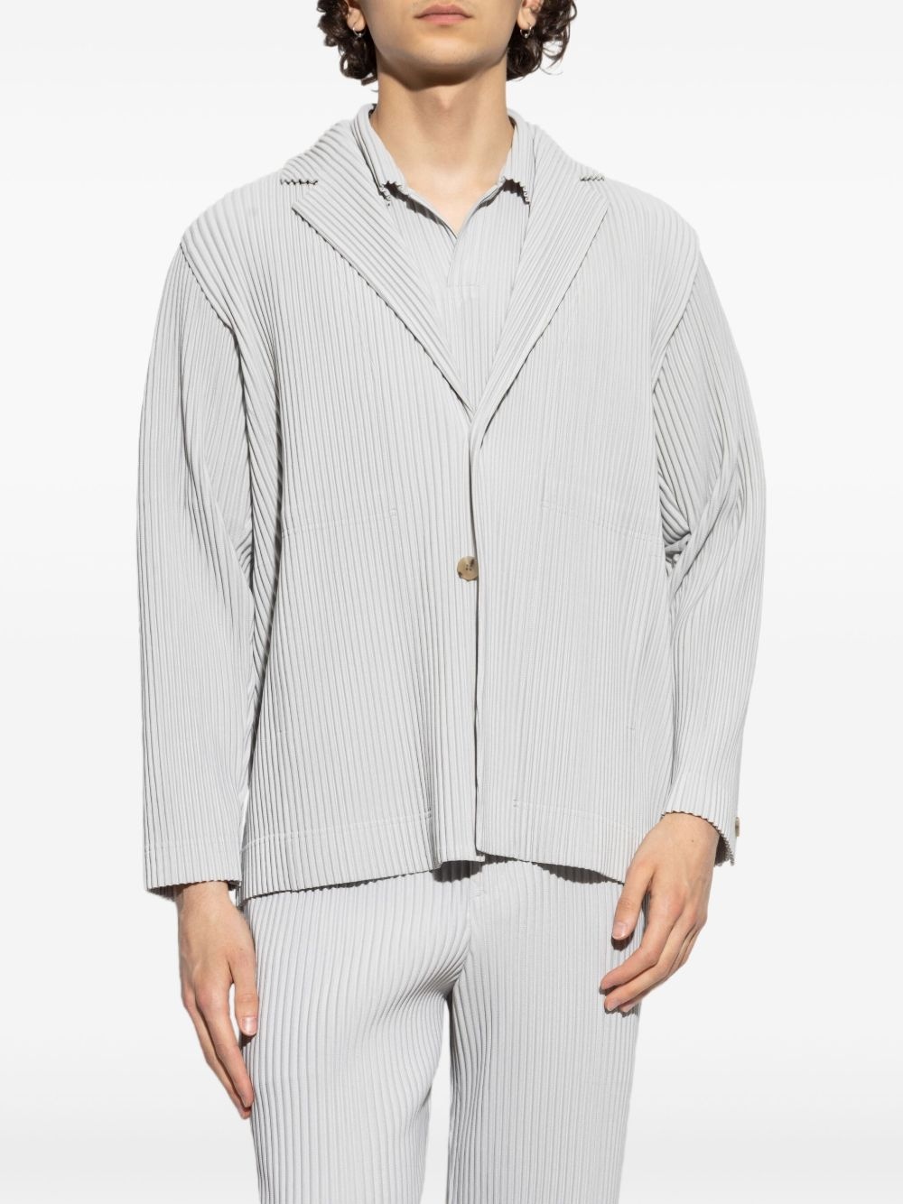 pleated single-breasted blazer - 3