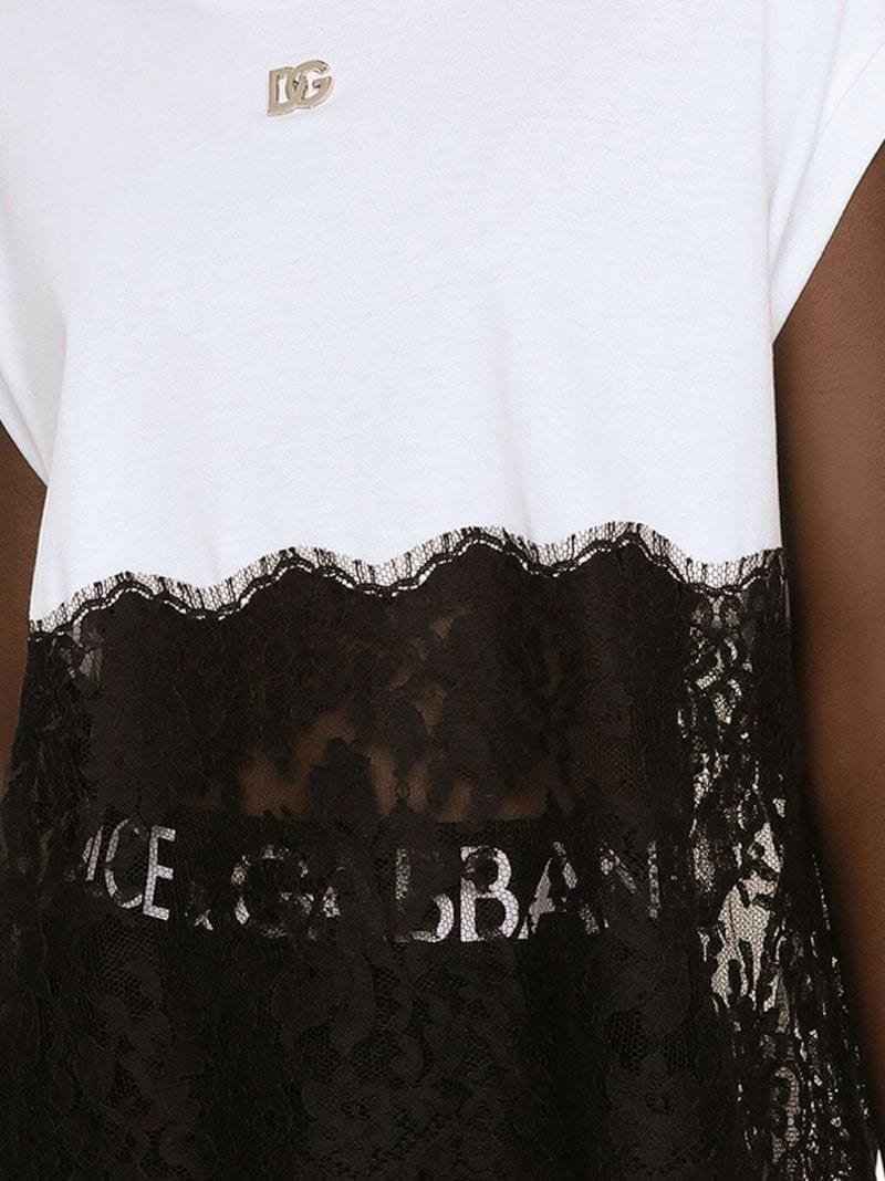 lace-trim cap-sleeve T-shirt - 5