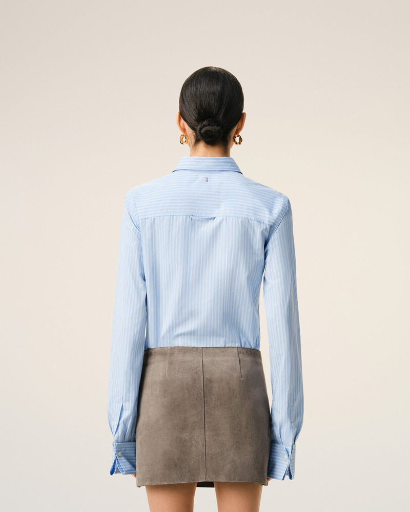 BLUE COTTON LONG SLEEVE RUFFLED ADJUSTED SHIRT 5