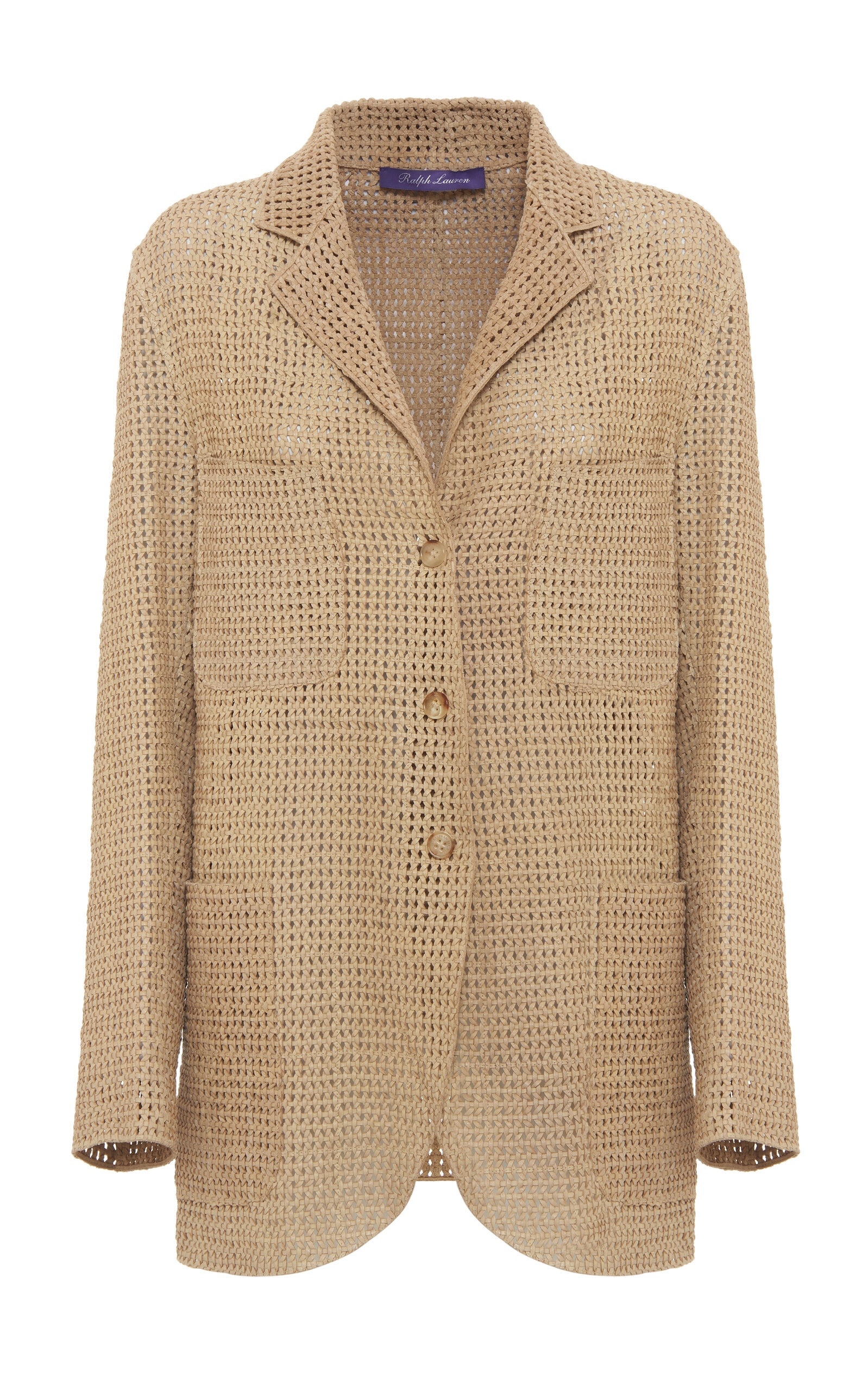 Lydia Open-Knit Leather Blazer nude - 1