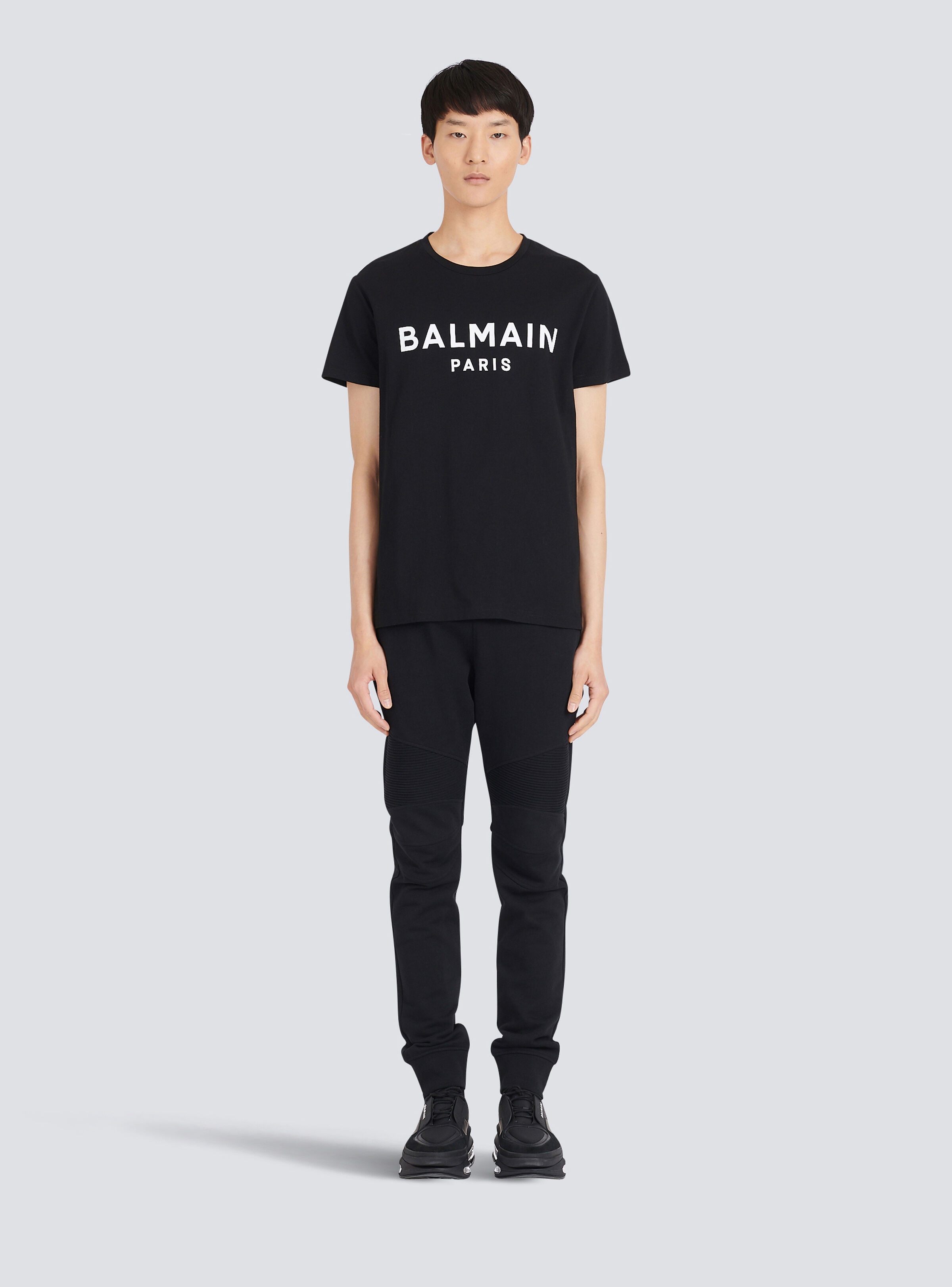 Eco-designed cotton T-shirt with Balmain Paris logo print - 3