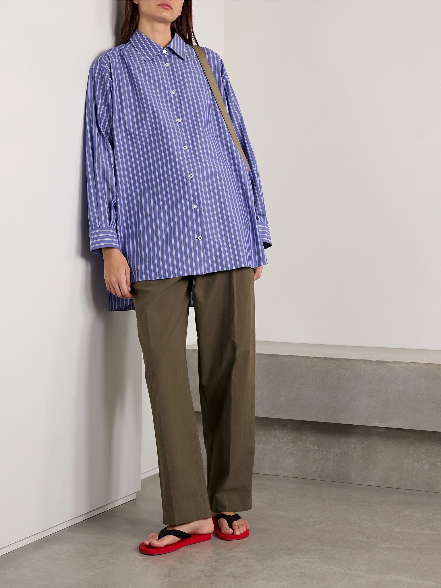 Lilas pleated cotton tapered pants Green - 2