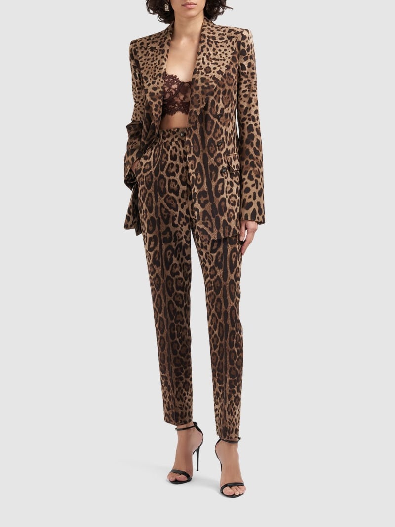 Leopard print high rise straight pants - 2