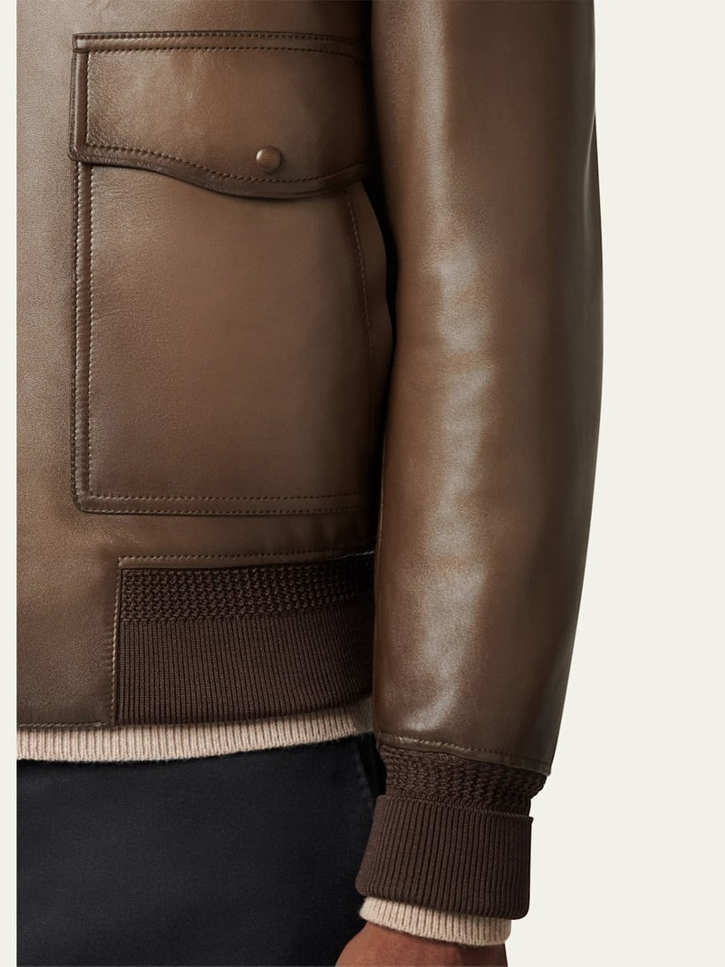 Berluti Men's Leather & Shearling Collar Bomber Jacket outlook