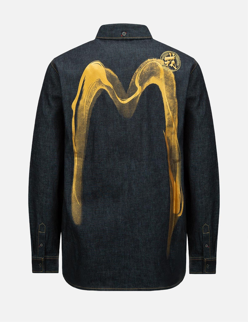Calligraphy Daicock Foil-print Denim Shirt 7