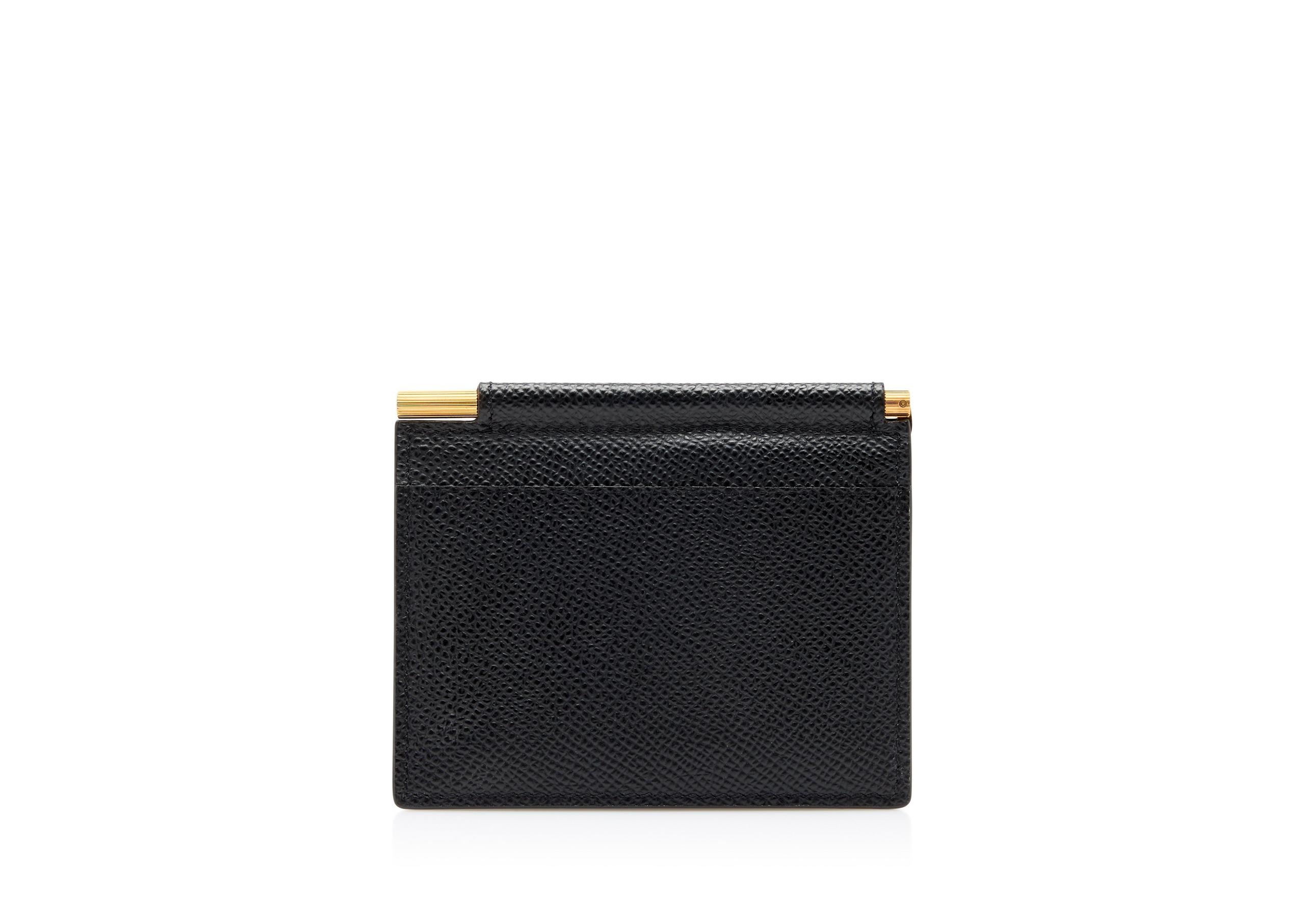 SMALL GRAIN LEATHER FOLDING MONEY CLIP CARDHOLDER - 3