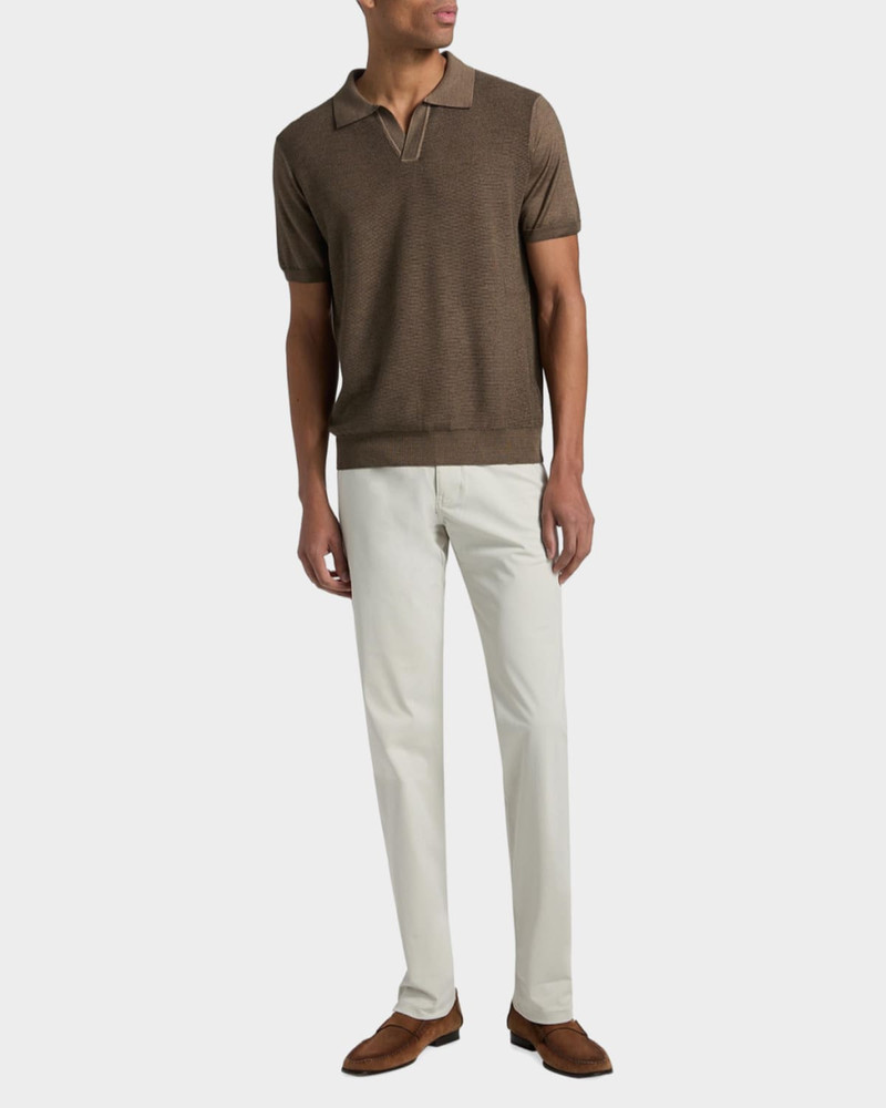 Canali Men's Textured Wool Polo Shirt outlook